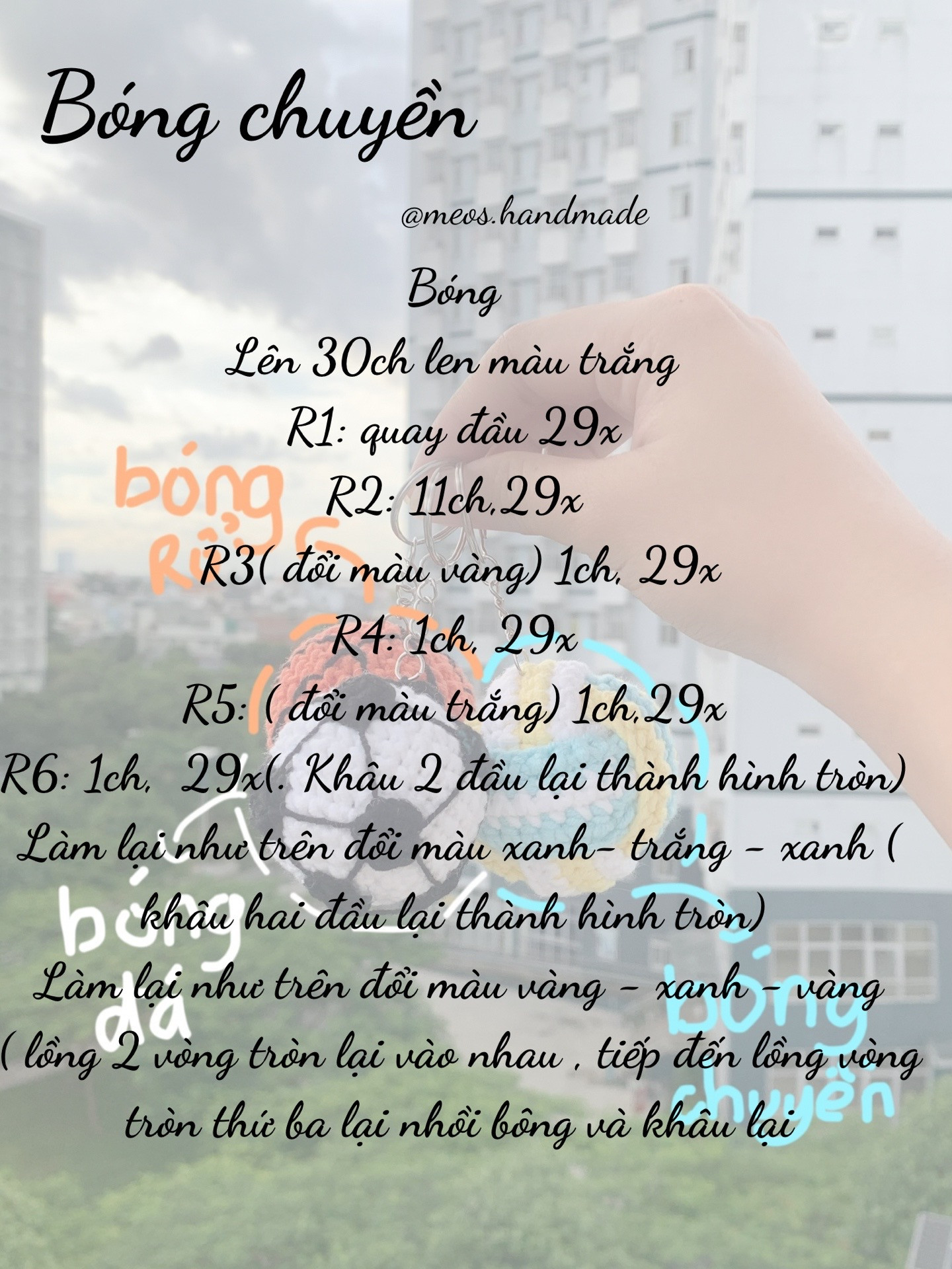 Hướng dẫn móc len tạo hình quả bóng rổ, bóng đá và bóng chuyền làm đồ trang trí