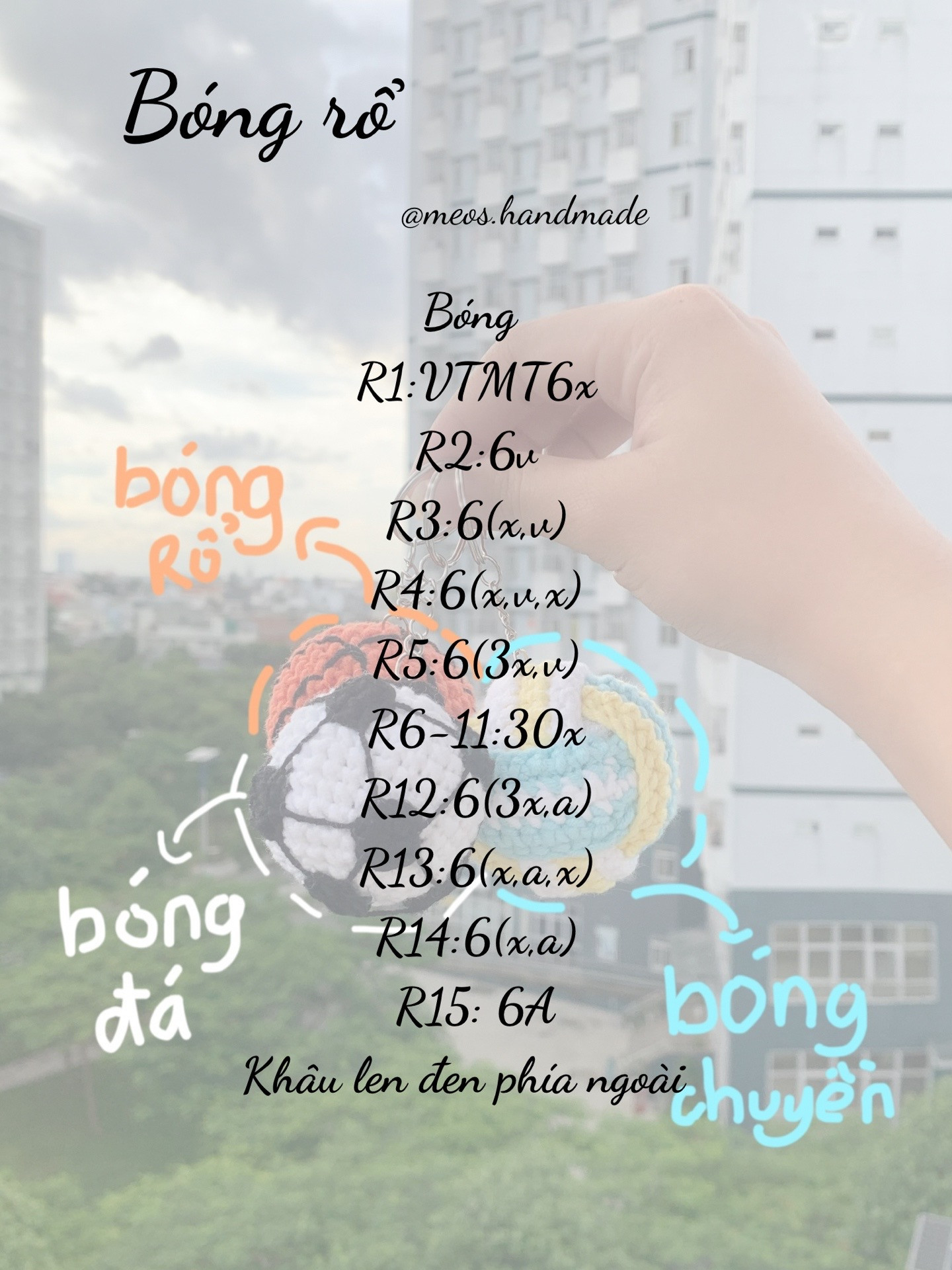 Hướng dẫn móc len tạo hình quả bóng rổ, bóng đá và bóng chuyền làm đồ trang trí