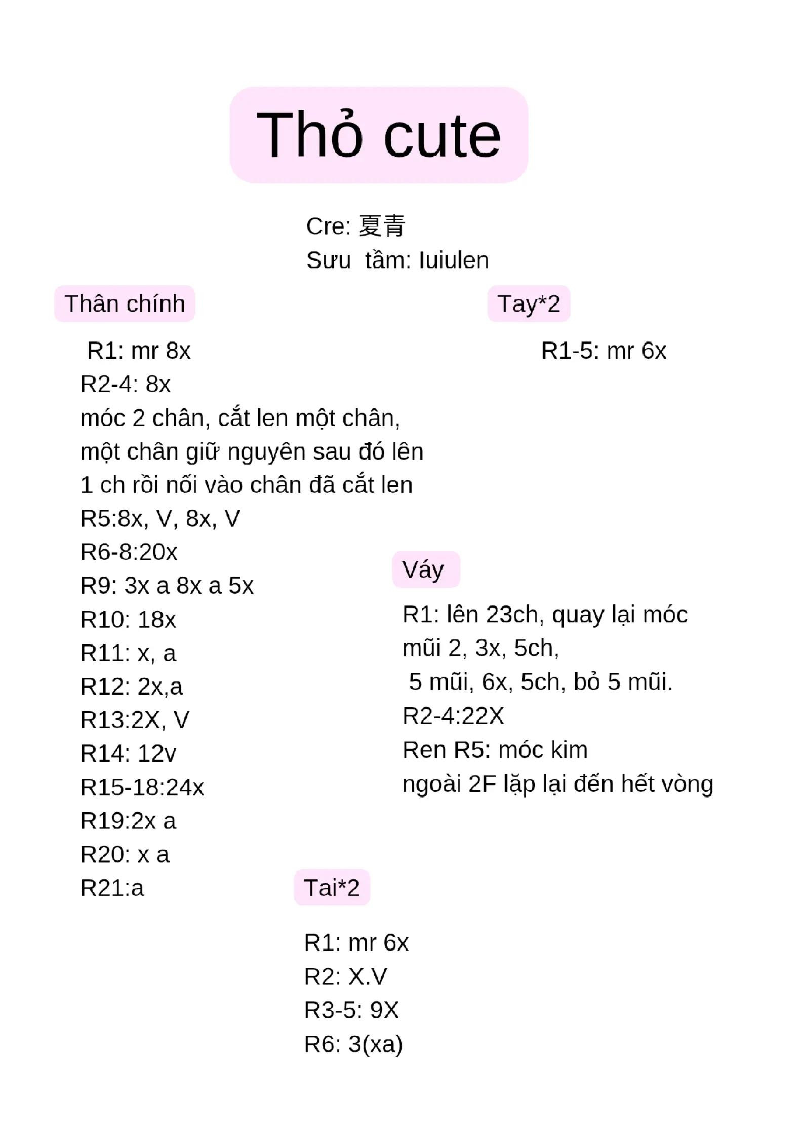 Hướng dẫn móc len Thỏ cute mặc váy đỏ