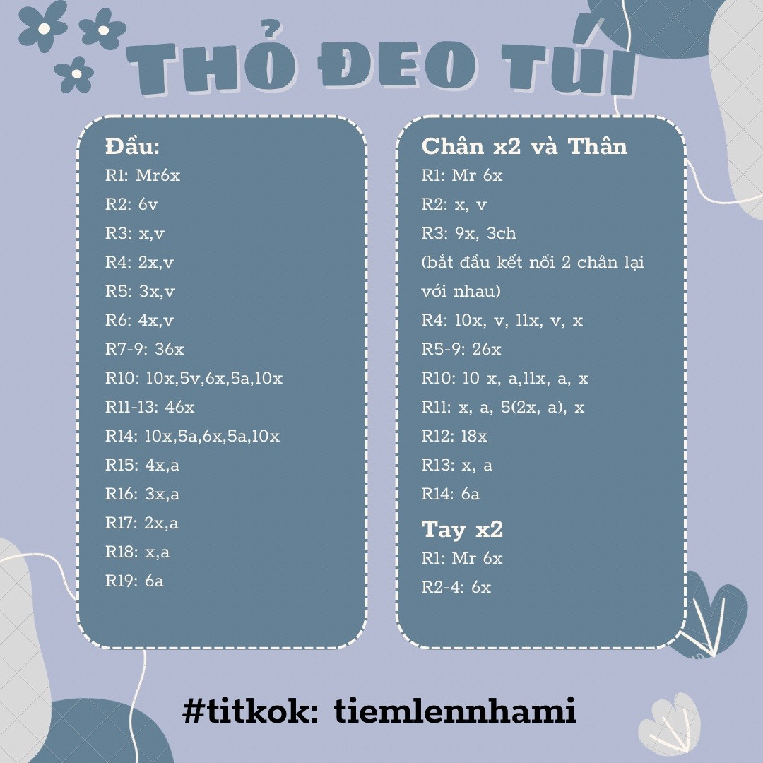 Hướng dẫn móc len Thỏ đeo túi dễ thương