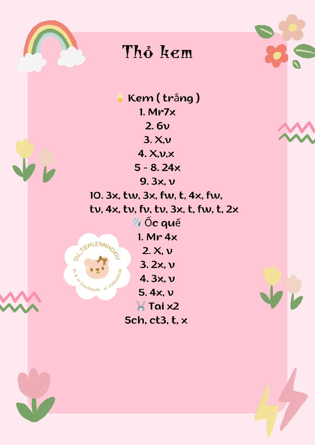 Hướng dẫn móc len Thỏ kem dễ thương