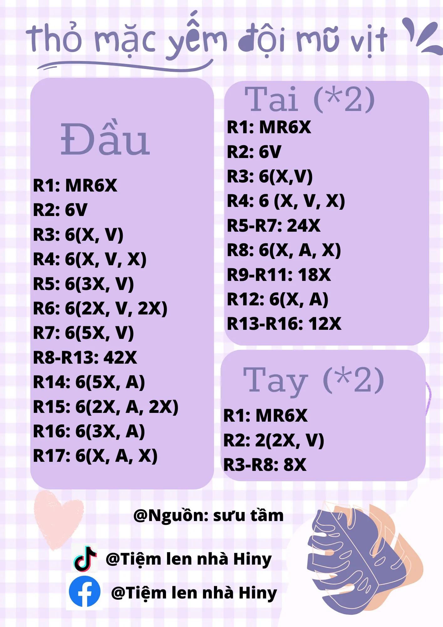 Hướng dẫn móc len thỏ mặc yếm đội mũ vịt màu vàng và trắng dễ thương