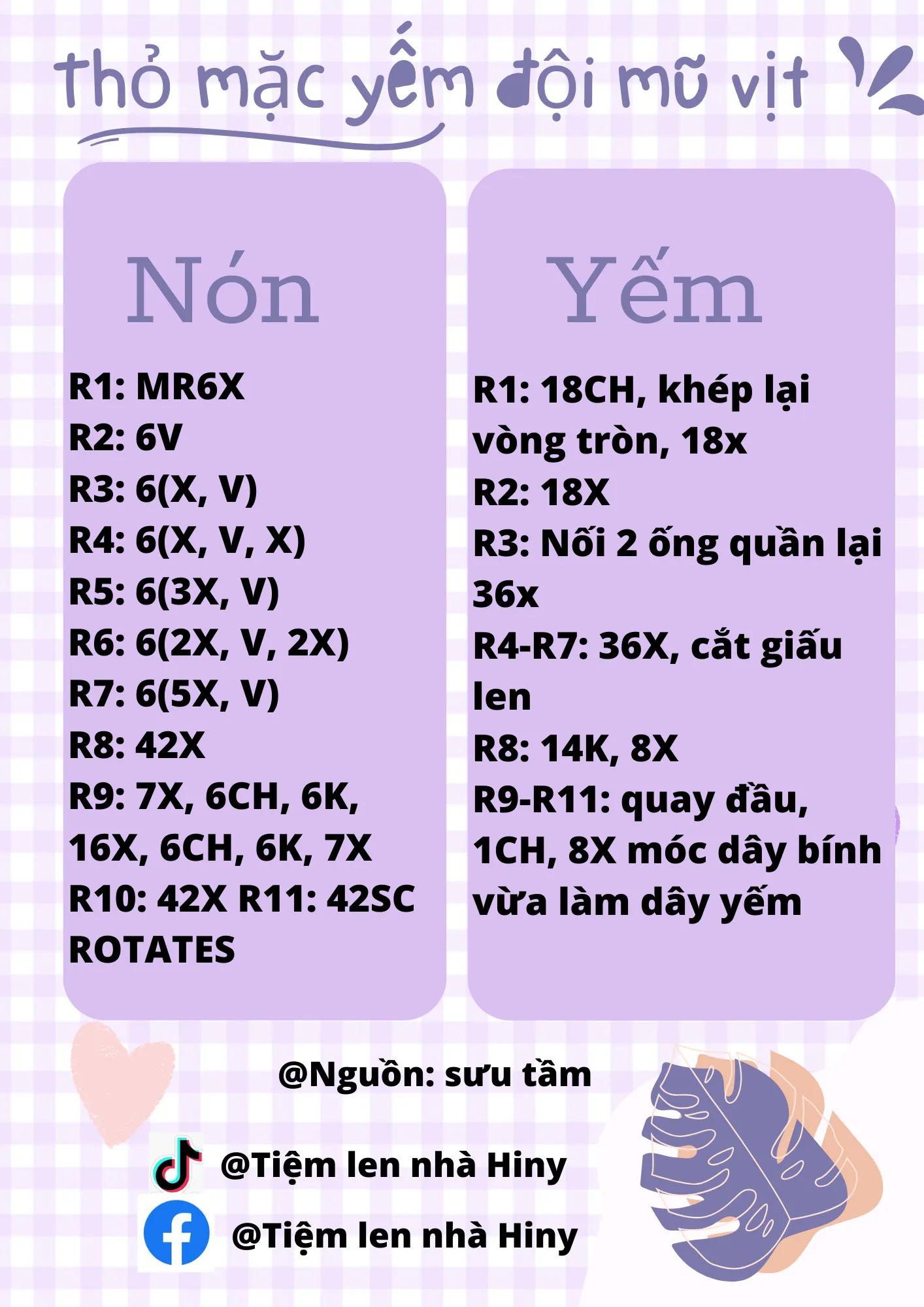 Hướng dẫn móc len thỏ mặc yếm đội mũ vịt màu vàng và trắng dễ thương