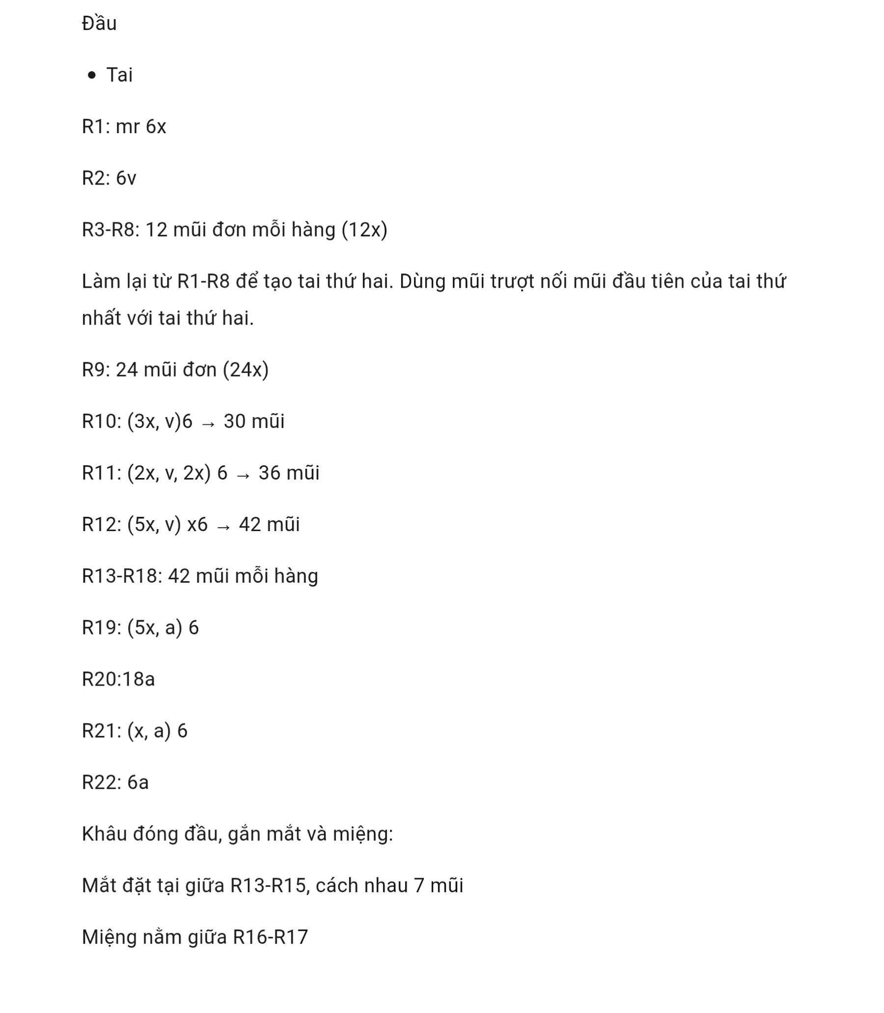 Hướng dẫn móc len Thỏ Miffy màu xám dễ thương