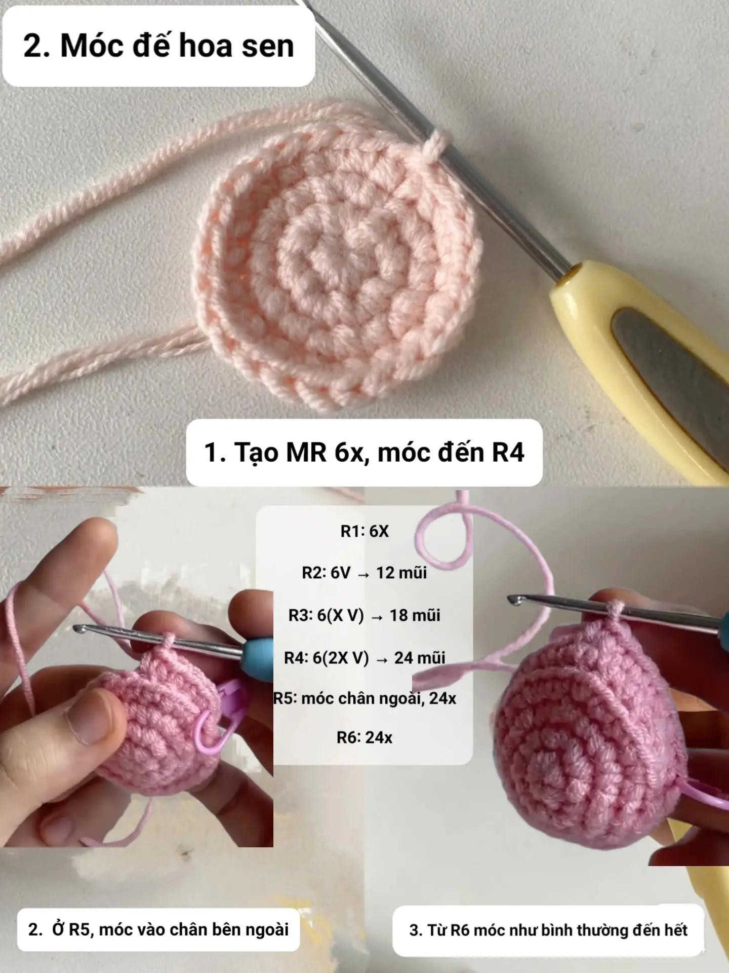 Hướng dẫn móc len Thỏ ngọc hoa sen dễ thương