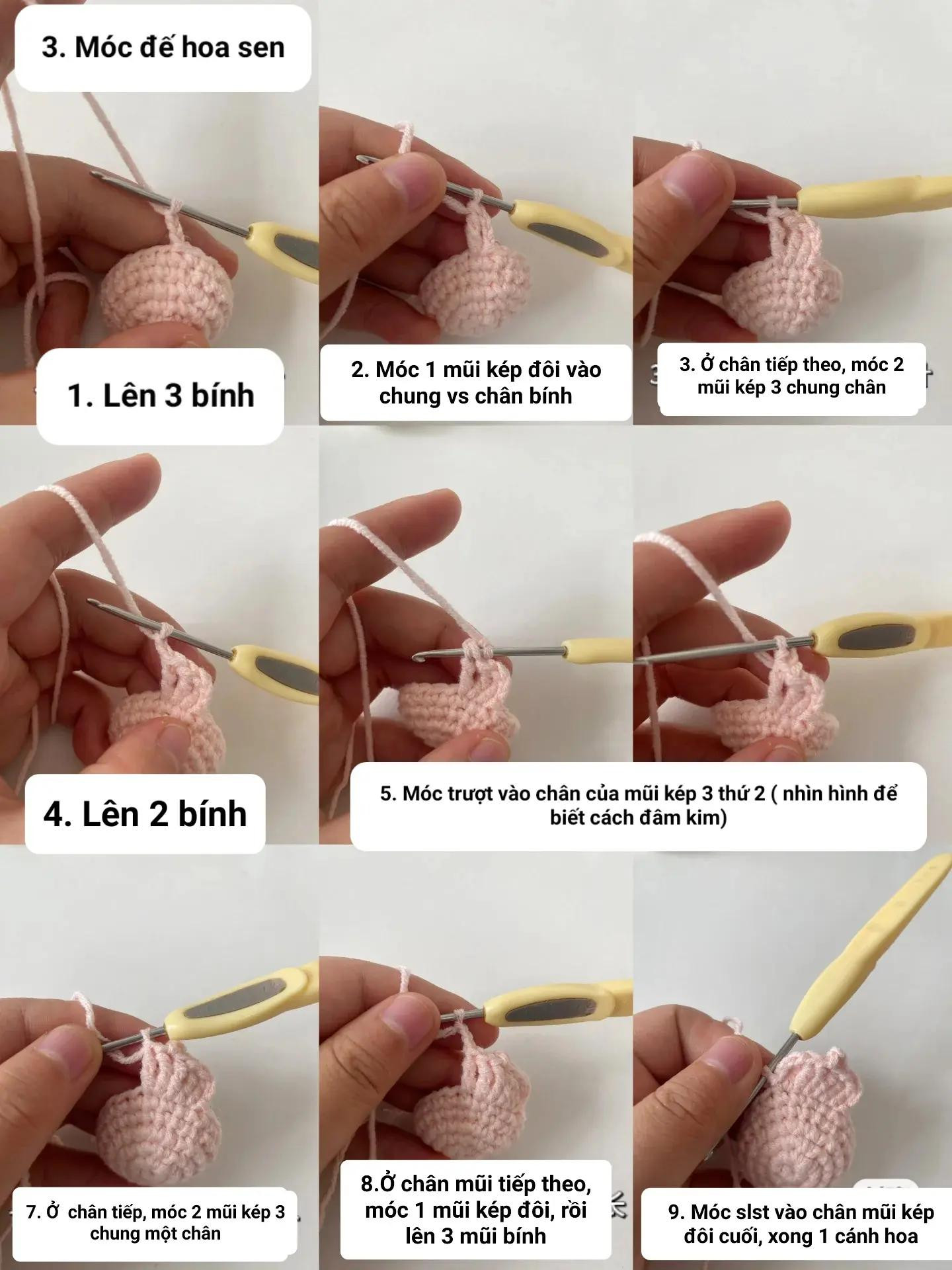 Hướng dẫn móc len Thỏ ngọc hoa sen dễ thương