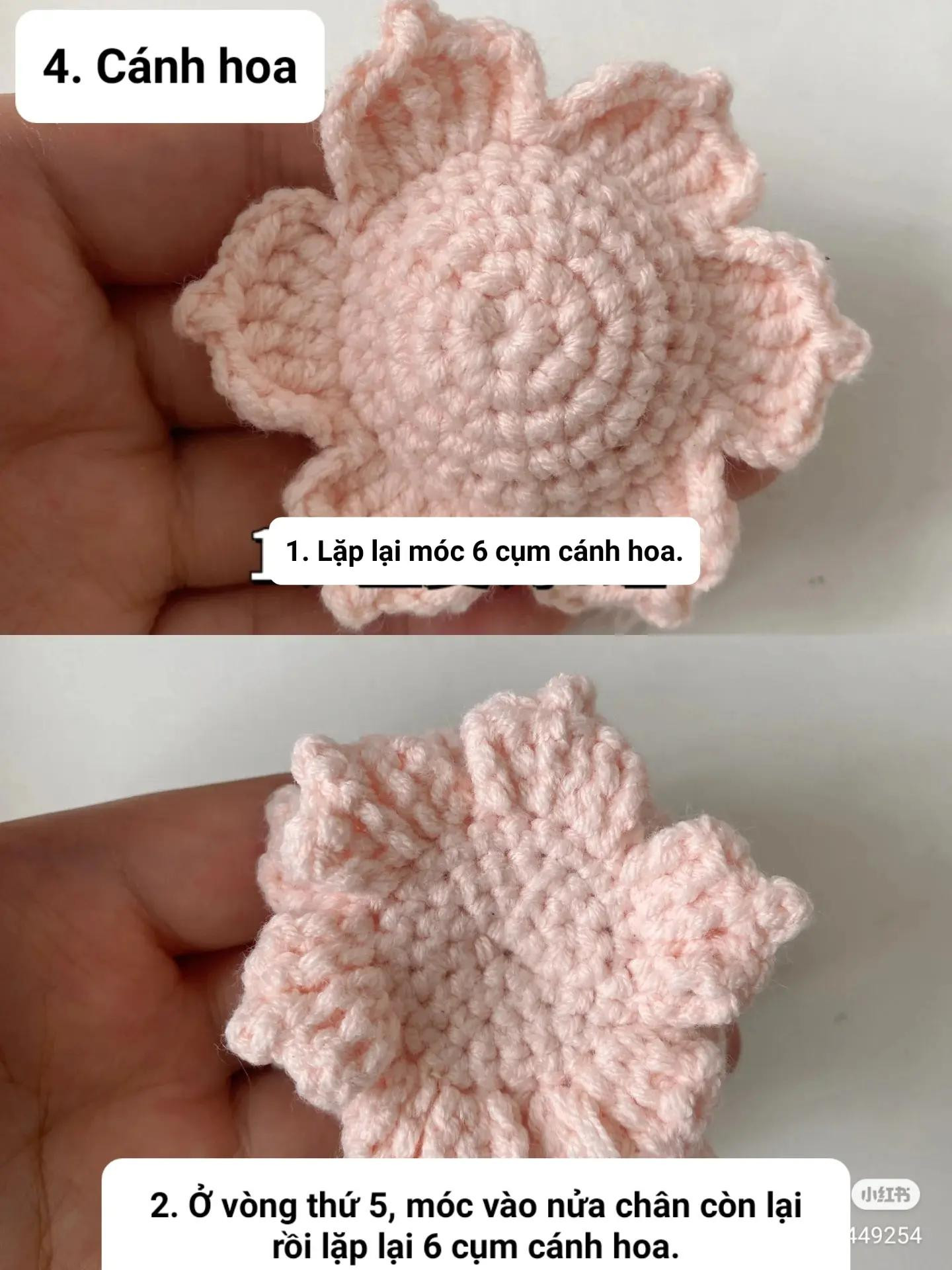 Hướng dẫn móc len Thỏ ngọc hoa sen dễ thương