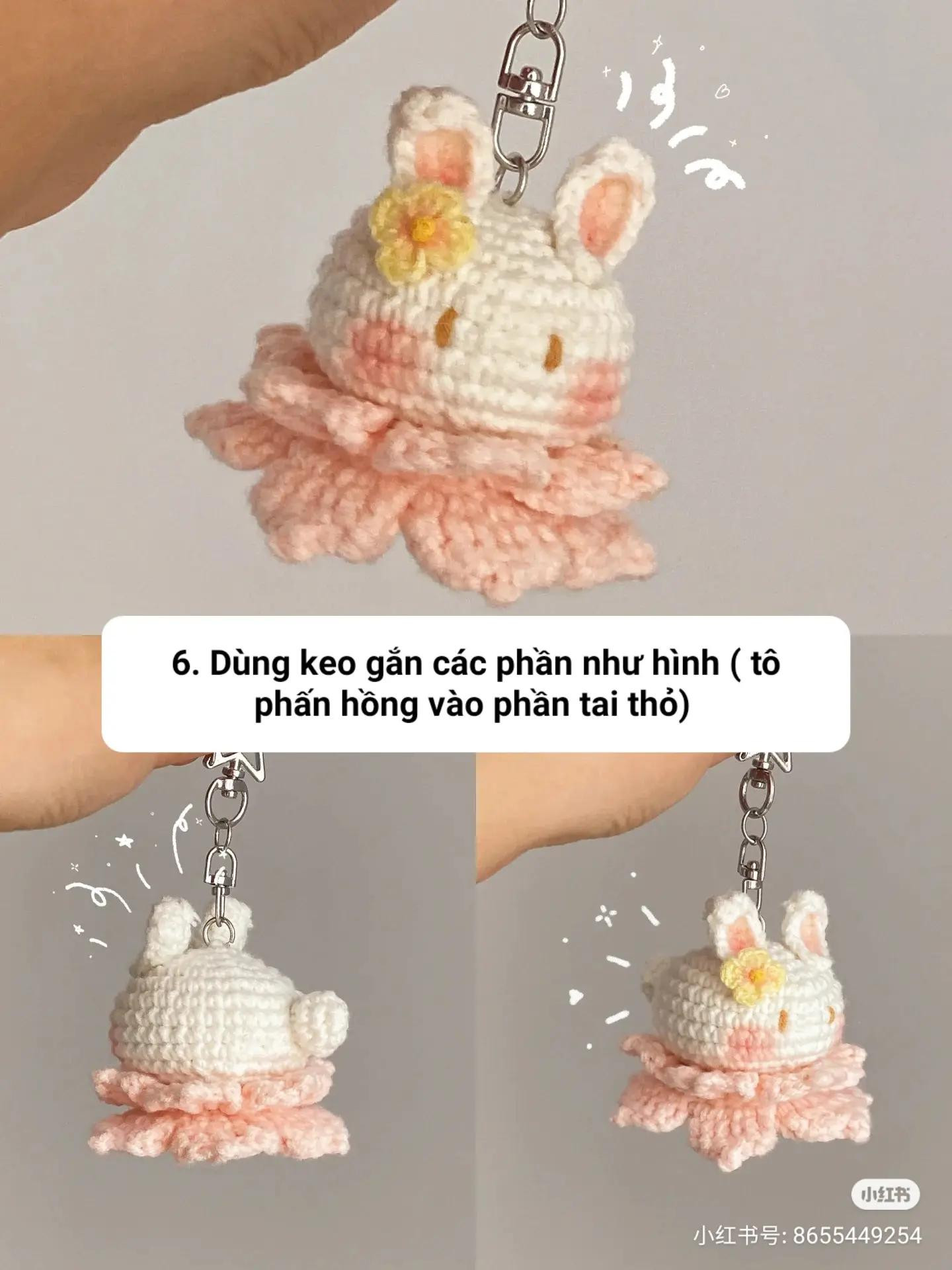 Hướng dẫn móc len Thỏ ngọc hoa sen dễ thương