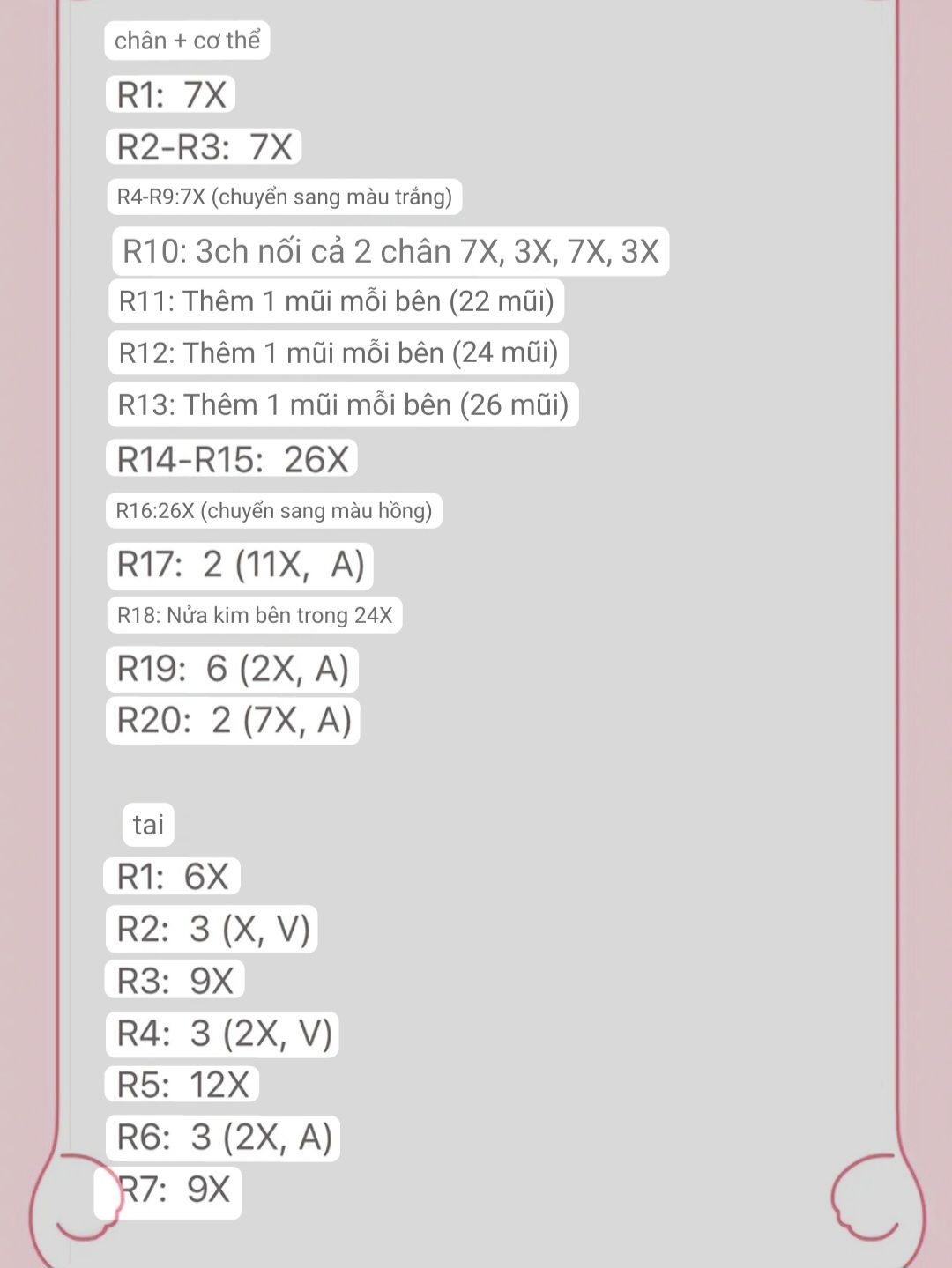 Hướng dẫn móc len Thỏ Phục vụ màu hồng trắng dễ thương