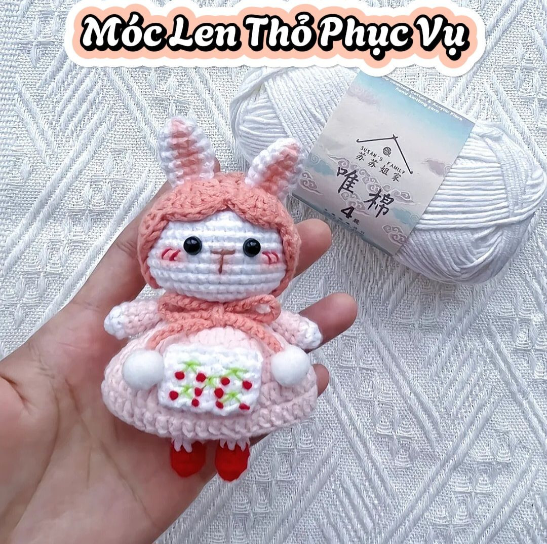 Hướng dẫn móc len Thỏ Phục vụ màu hồng trắng dễ thương