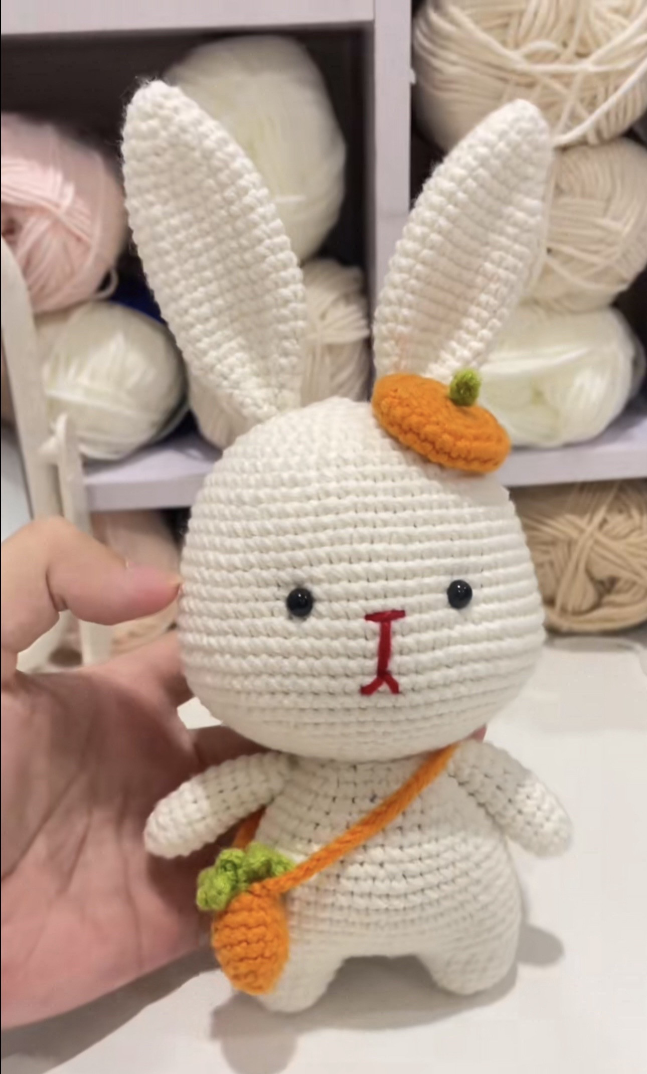 Hướng dẫn móc len Thỏ trắng dễ thương đeo túi cà rốt