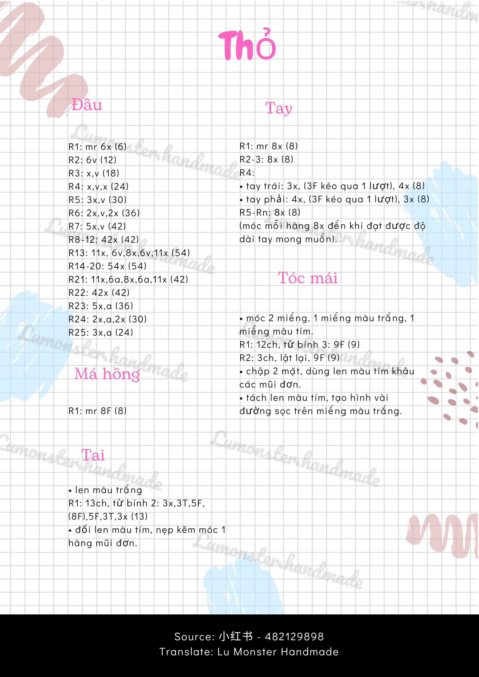 Hướng dẫn móc len Thỏ trắng tím NO.1