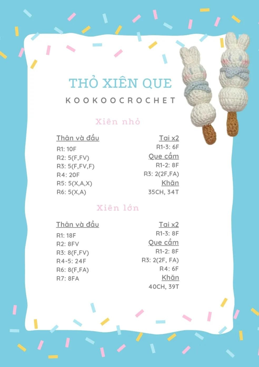 Hướng dẫn móc len Thỏ Xiên Que dễ thương