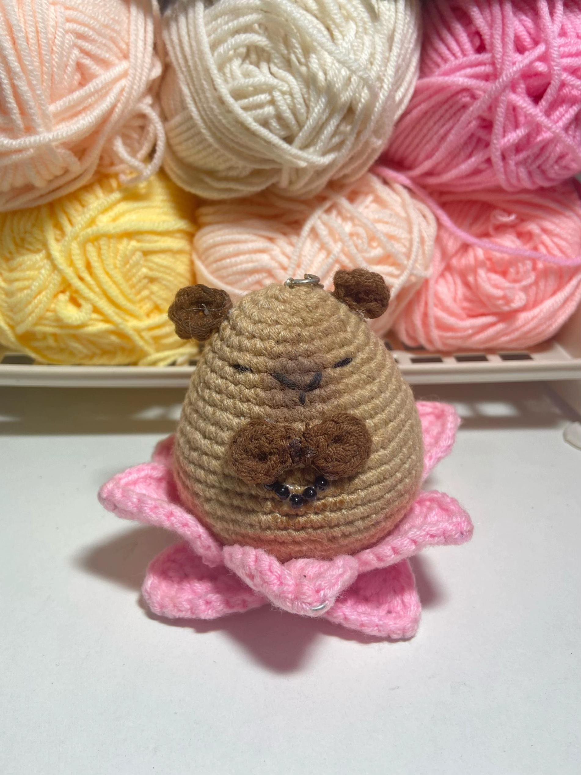 Hướng dẫn móc len thủ công con Lỉnh Cưng ngồi trên hoa sen màu hồng