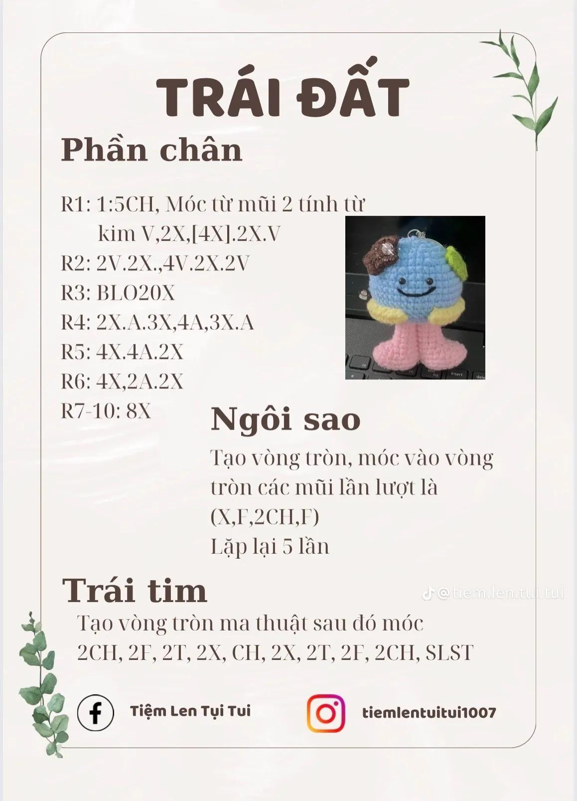 Hướng dẫn móc len Trái Đất và Mặt Trời dễ thương