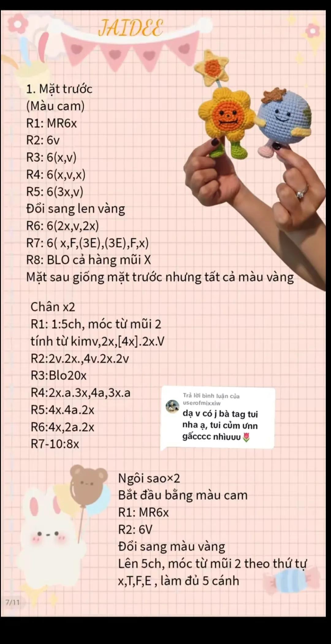 Hướng dẫn móc len Trái Đất và Mặt Trời dễ thương