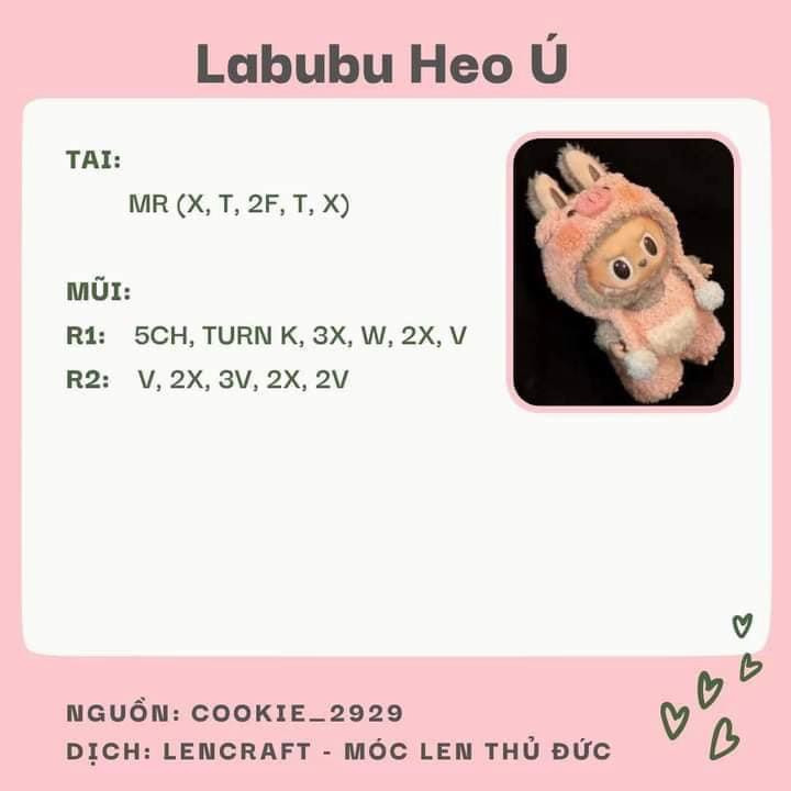 Hướng dẫn móc len trang phục cho búp bê Labubu: Mũ, quần và túi