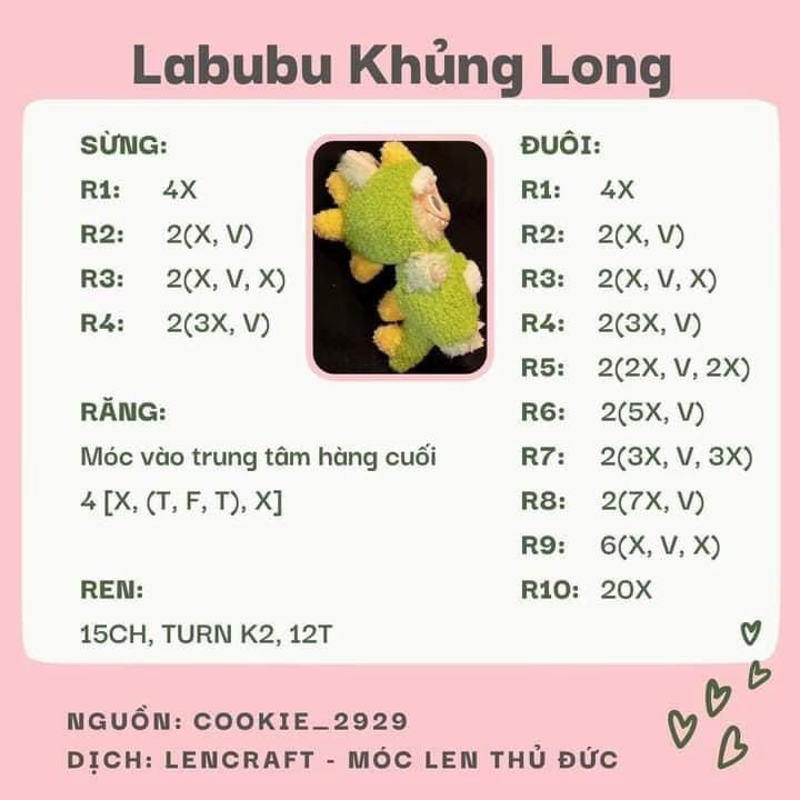 Hướng dẫn móc len trang phục cho búp bê Labubu: Mũ, quần và túi