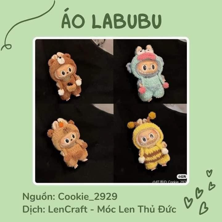 Hướng dẫn móc len trang phục cho búp bê Labubu: Mũ, quần và túi