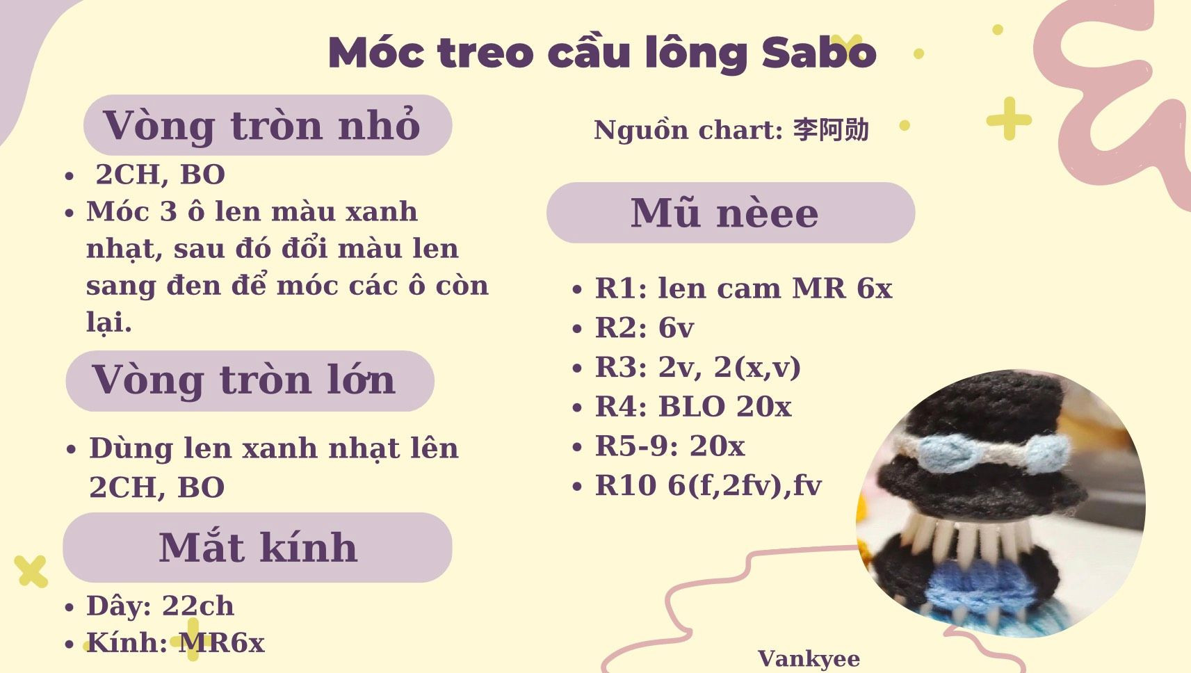 Hướng dẫn móc len treo cầu lông nhân vật One Piece: Sanji, Sabo, Ace, Kaito Kid