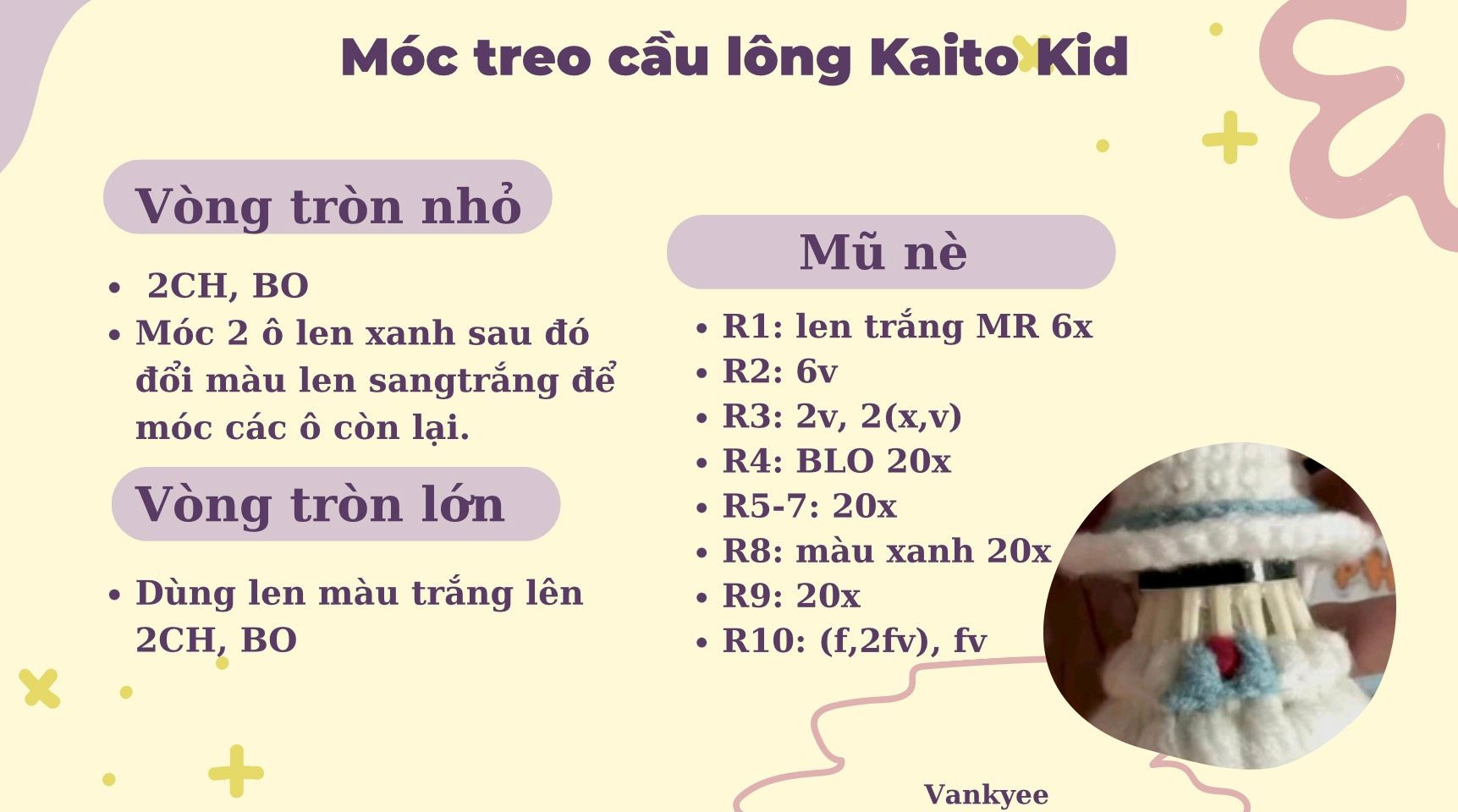 Hướng dẫn móc len treo cầu lông nhân vật One Piece: Sanji, Sabo, Ace, Kaito Kid