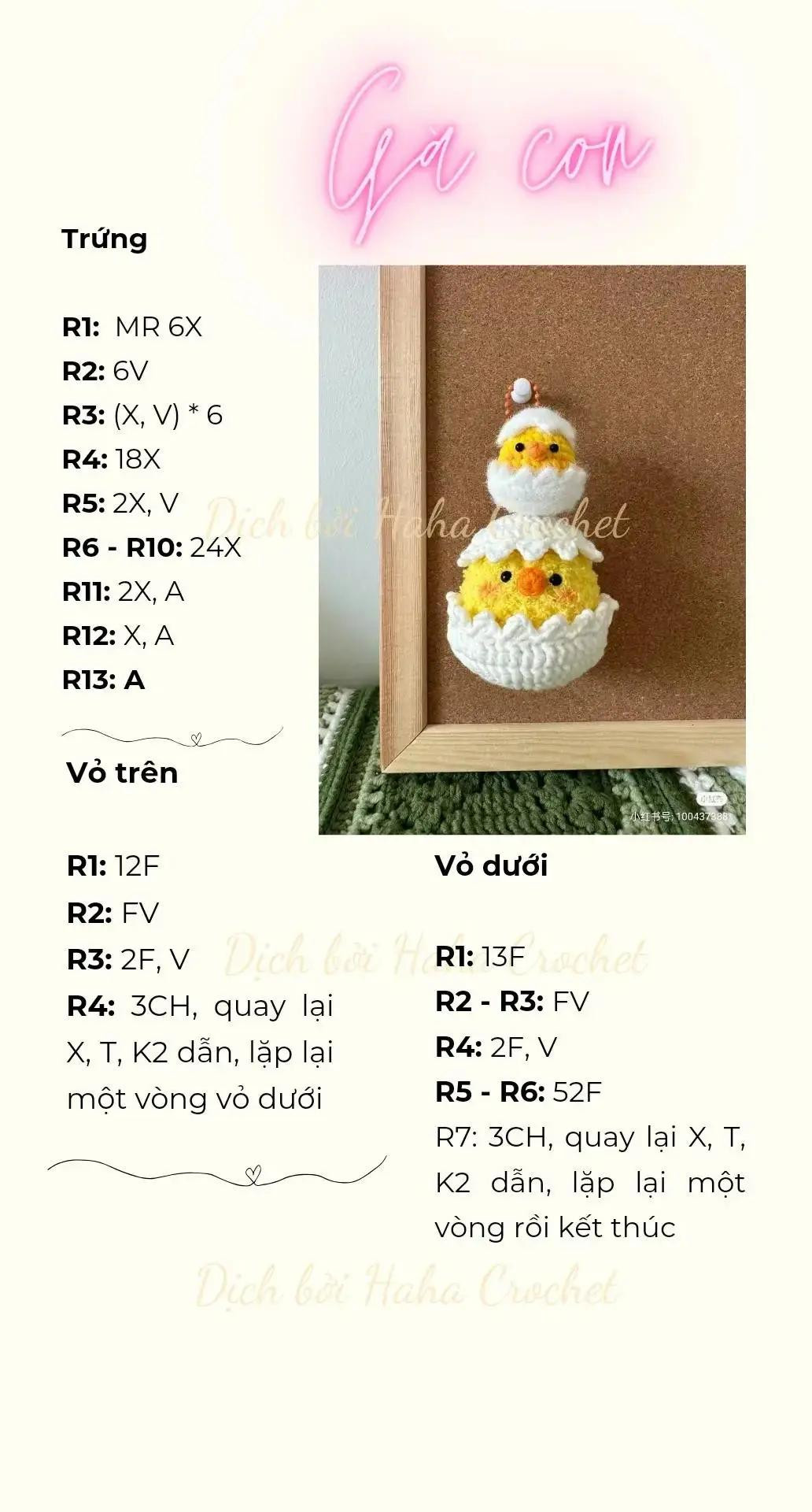 Hướng dẫn móc len Trứng gà nở dễ thương