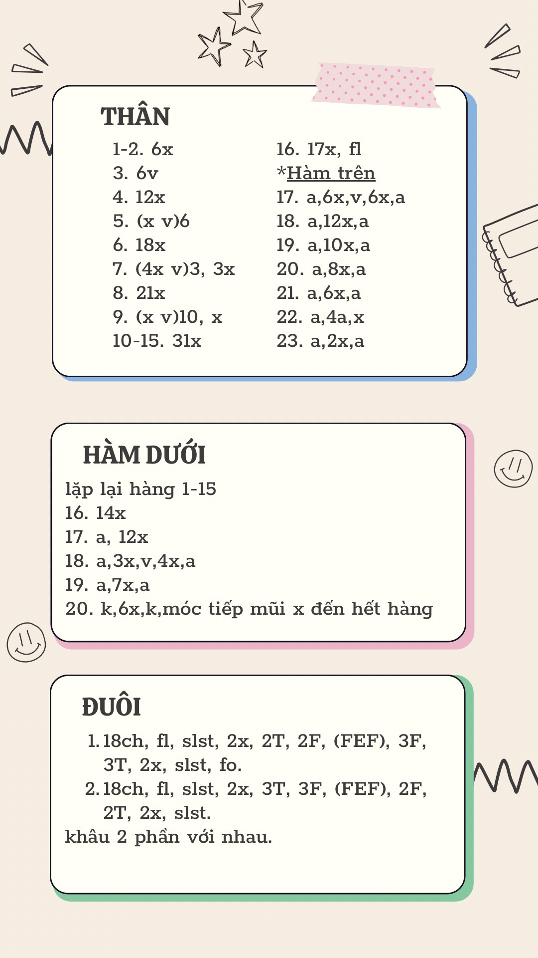 Hướng dẫn móc len túi cá mập mini xanh dễ thương