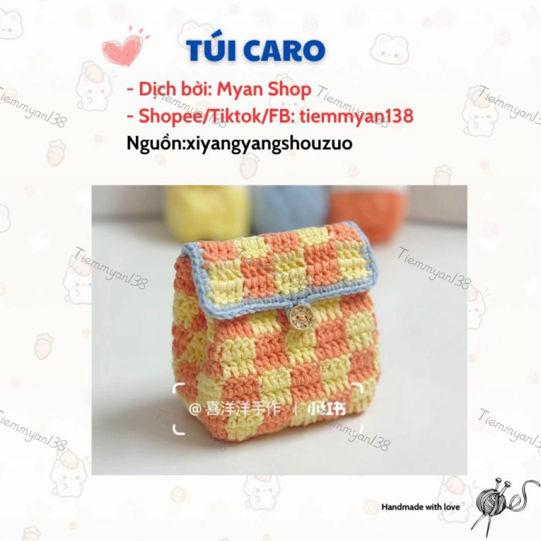 Hướng dẫn móc len túi caro nhỏ xinh nhiều màu sắc