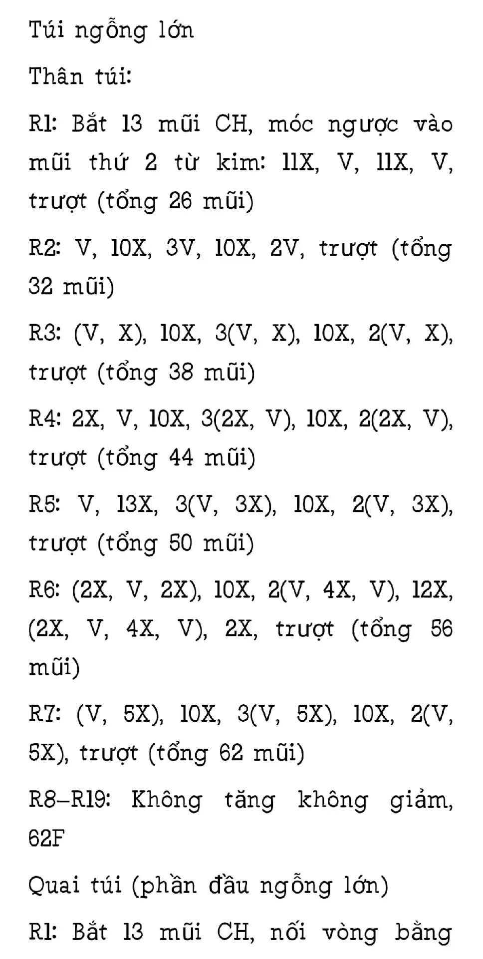Hướng dẫn móc len túi con gỗng lớn màu trắng