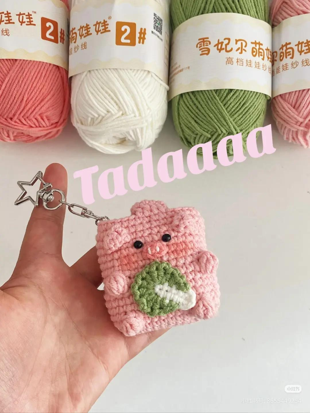 Hướng dẫn móc len túi đựng airpod hình bé heo hồng dễ thương