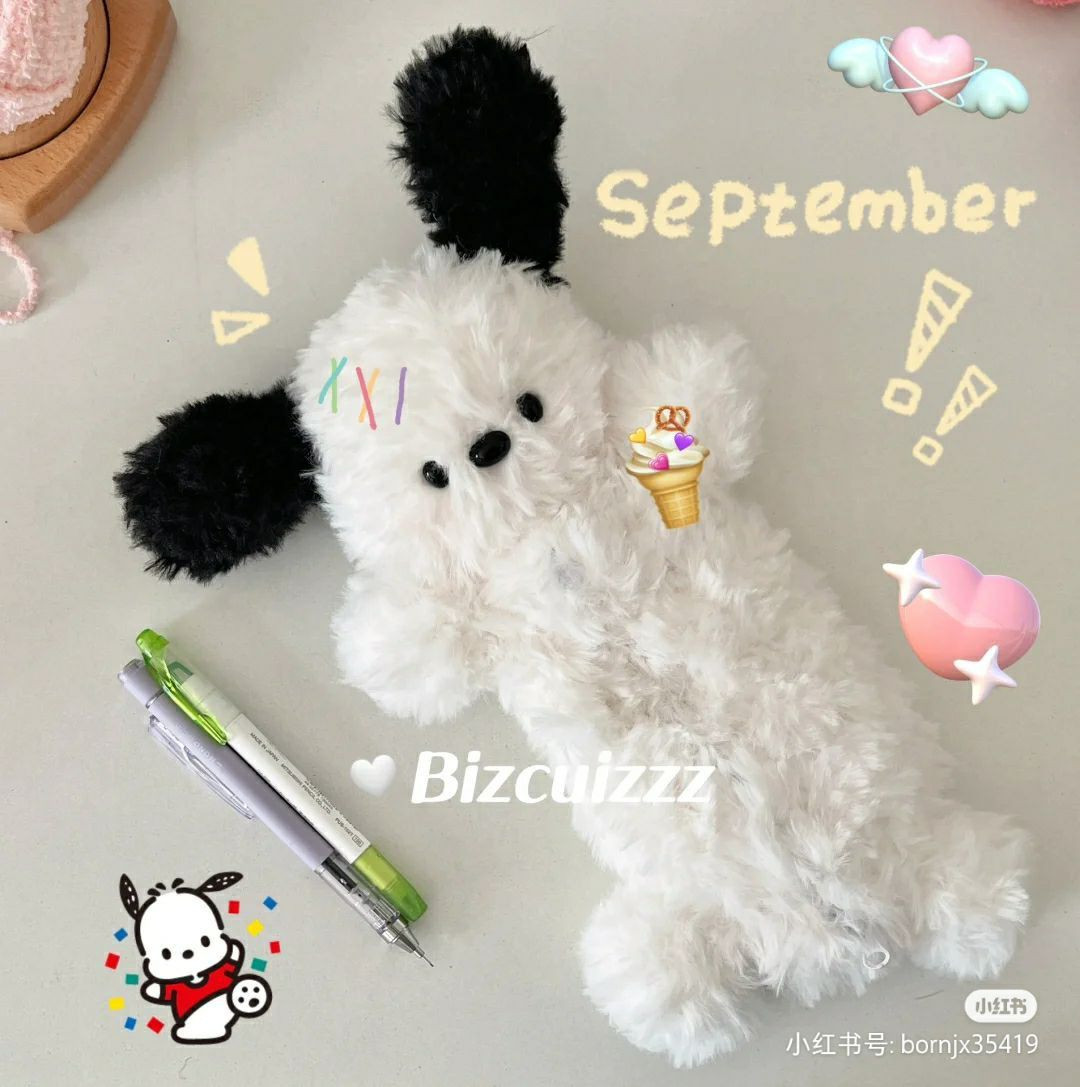 Hướng dẫn móc len túi đựng bút hình bé cún trắng đen dễ thương