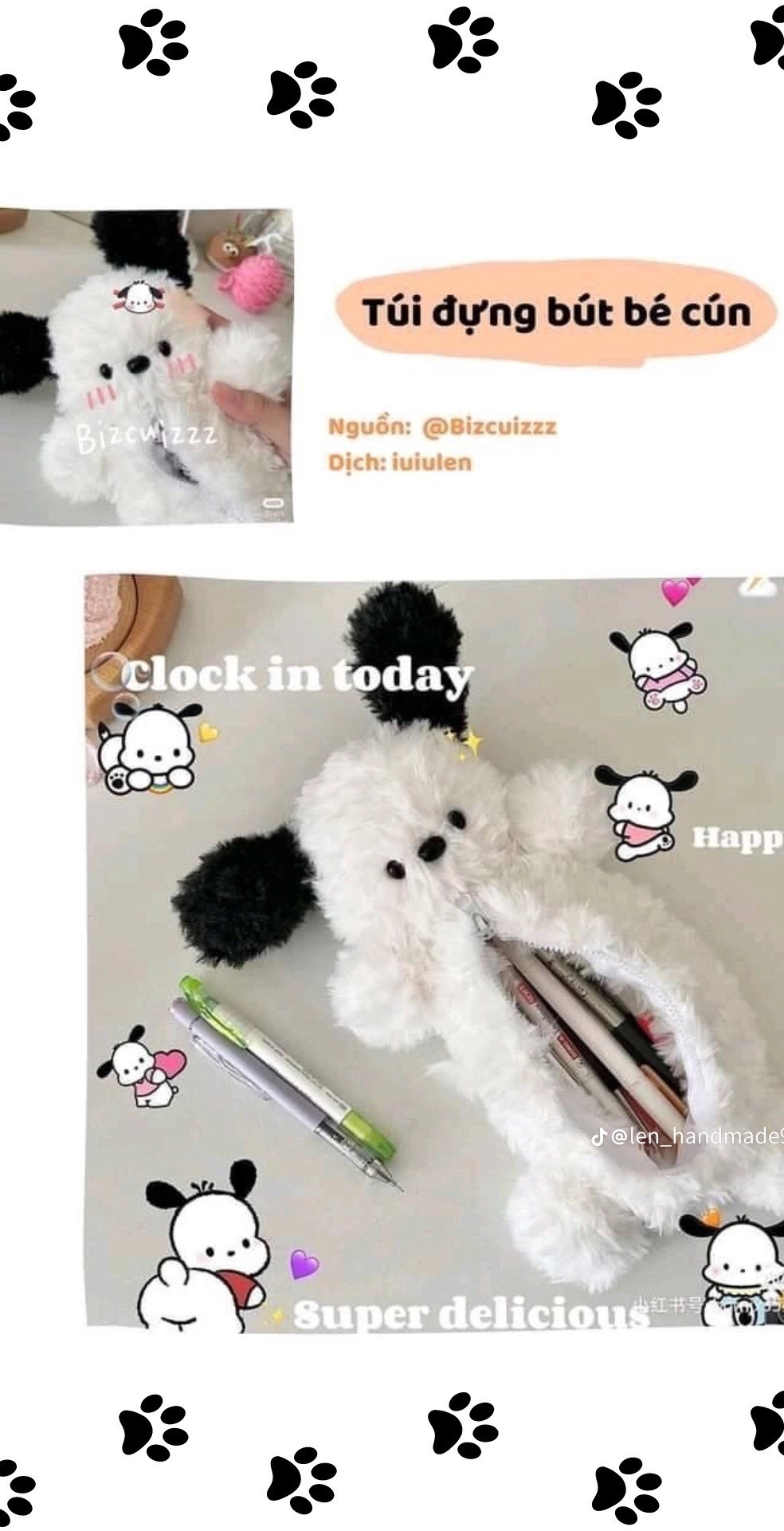 Hướng dẫn móc len túi đựng bút hình bé cún