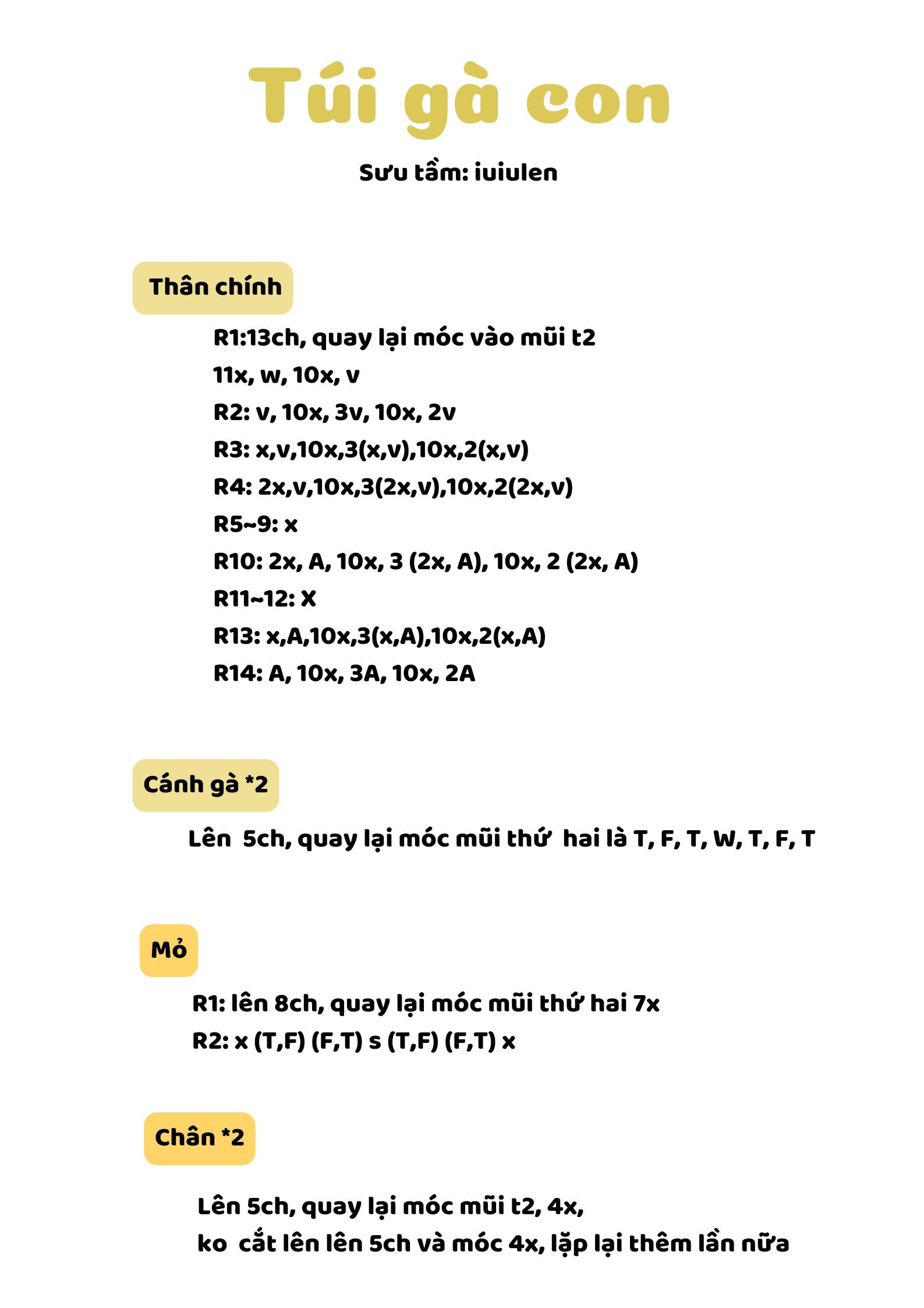 Hướng dẫn móc len Túi gà con dễ thương màu vàng