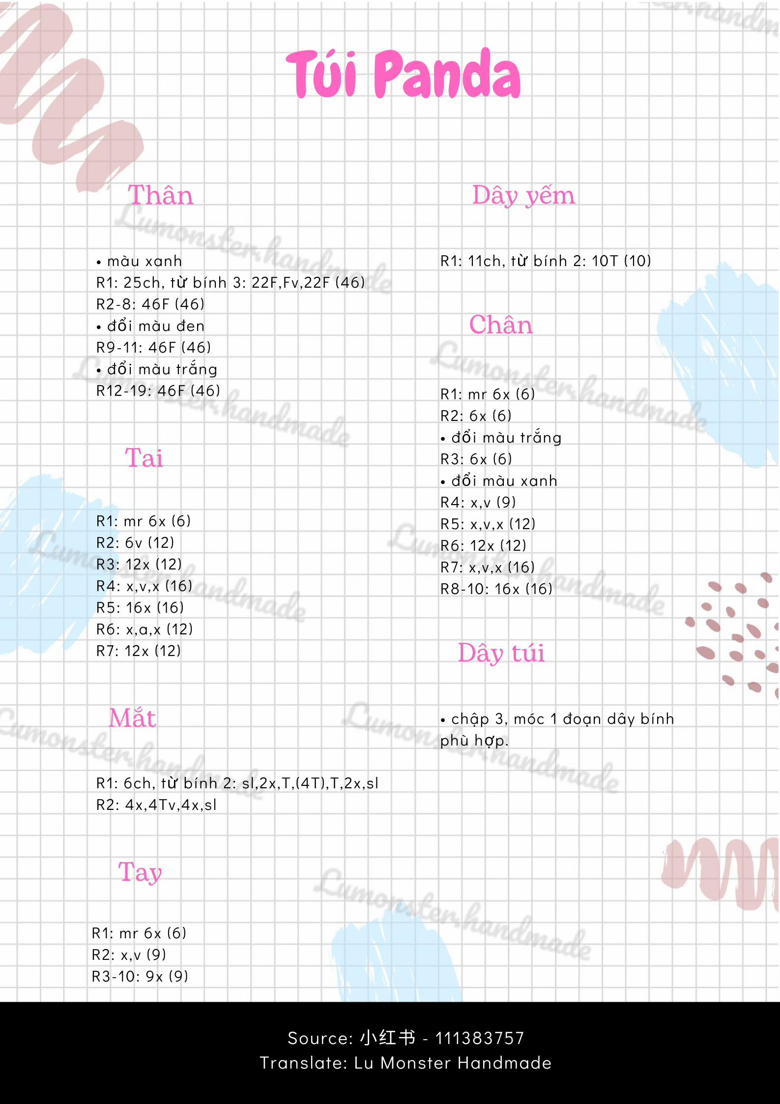 Hướng dẫn móc len Túi Panda dễ thương