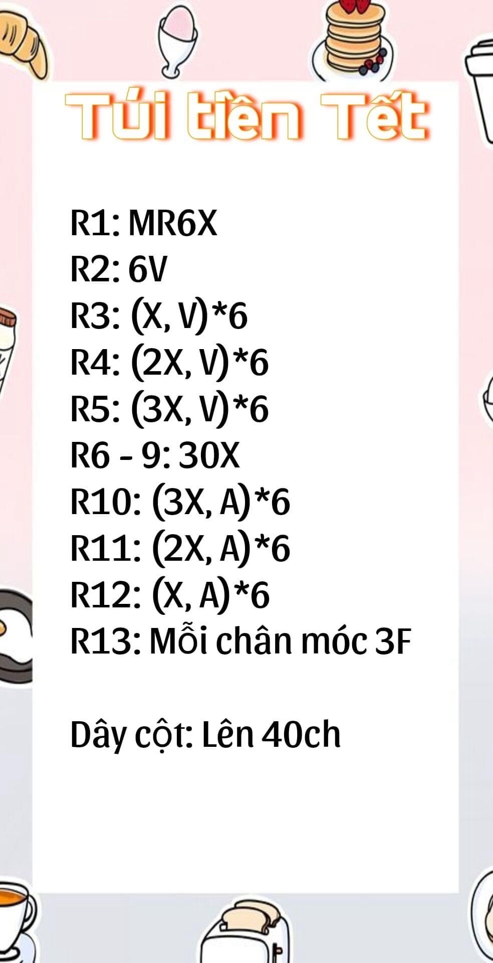 Hướng dẫn móc len Túi tiền Tết màu đỏ vàng may mắn