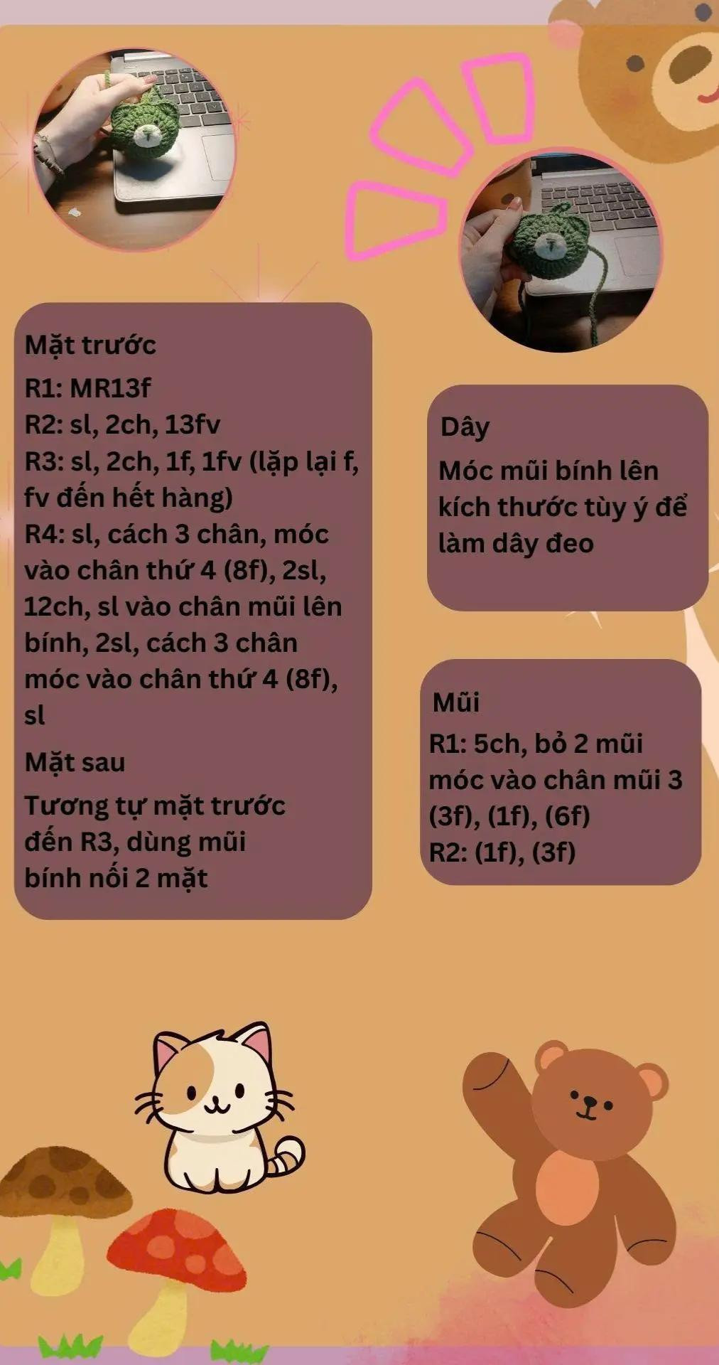 Hướng dẫn móc len túi tỏi gấu xanh dễ thương