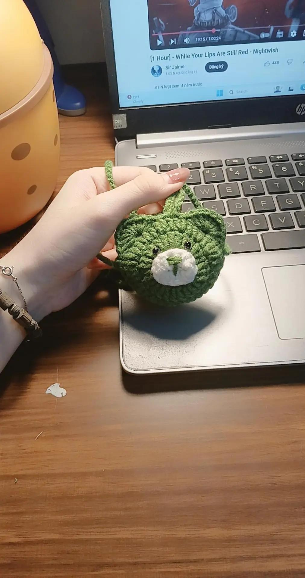 Hướng dẫn móc len túi tỏi gấu xanh dễ thương