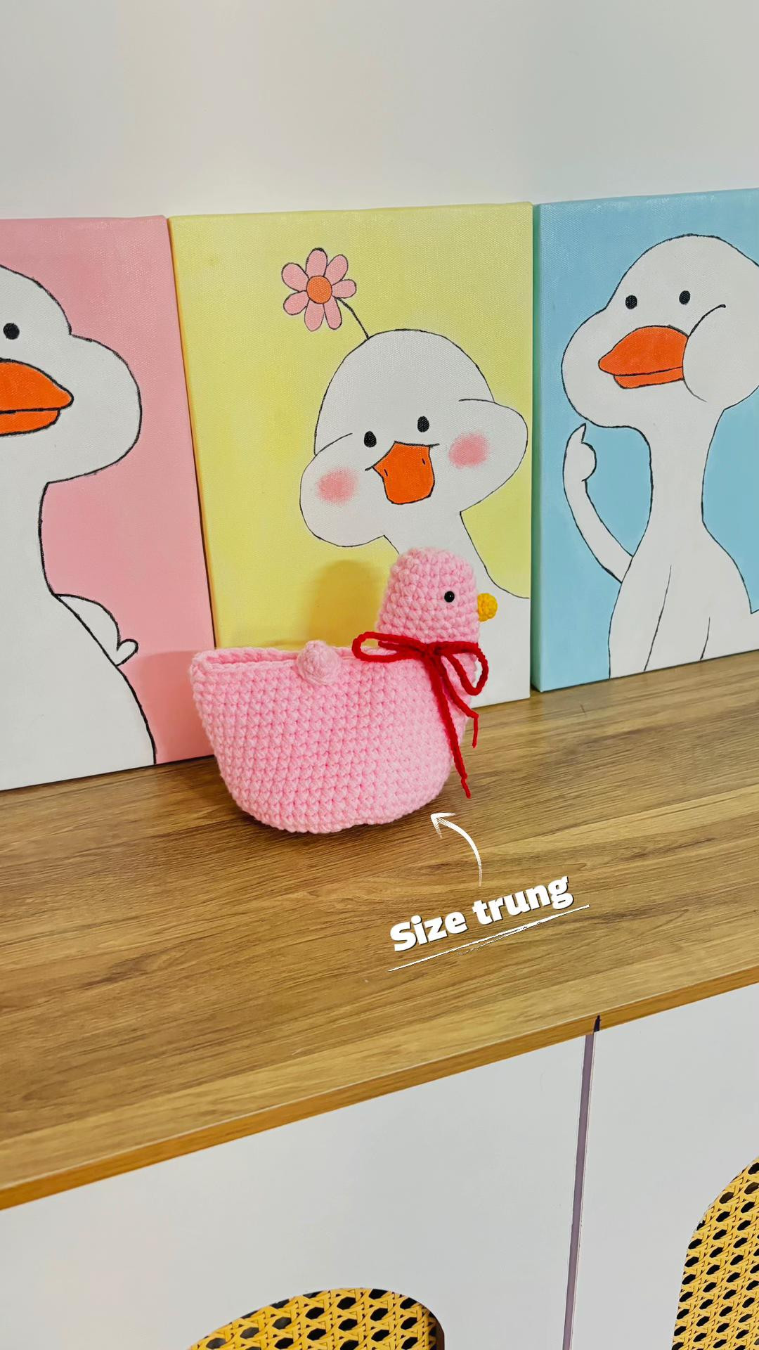 Hướng dẫn móc len túi vịt vàng, trắng, hồng