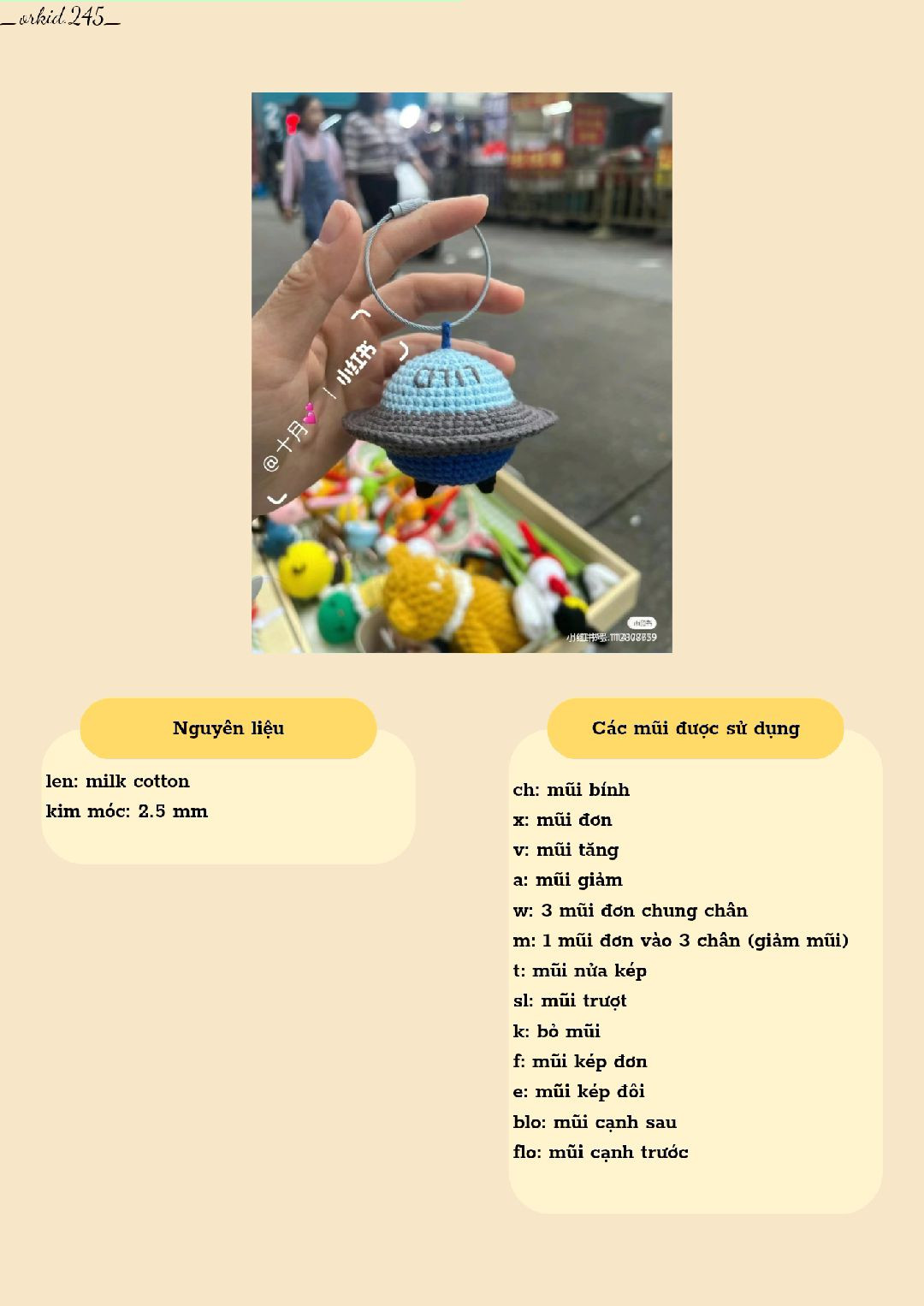 Hướng dẫn móc len UFO xanh xám - Mũ đĩa bay