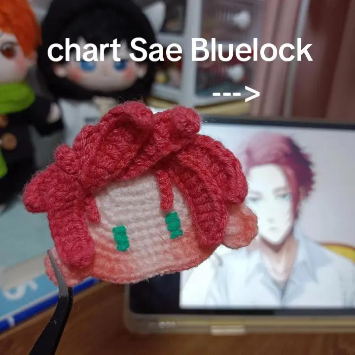 Hướng dẫn móc len và dán tóc nhân vật Sae Itoshi từ anime Blue Lock