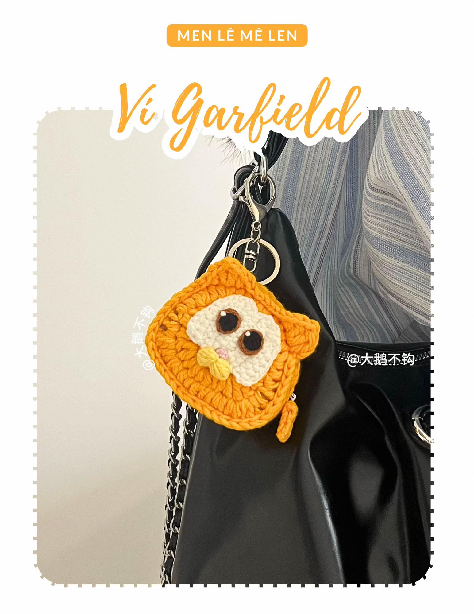 Hướng dẫn móc len ví tiền Garfield dễ thương màu cam