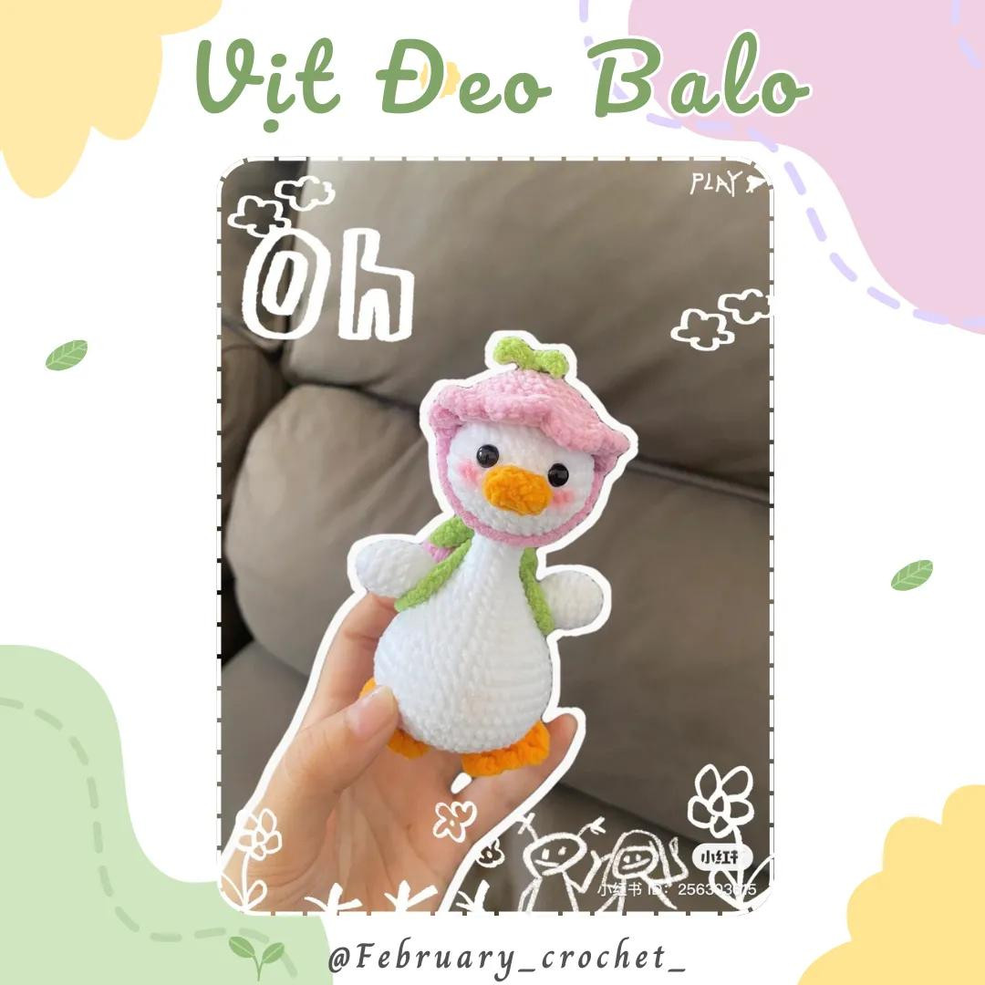 Hướng dẫn móc len vịt đeo balo dễ thương
