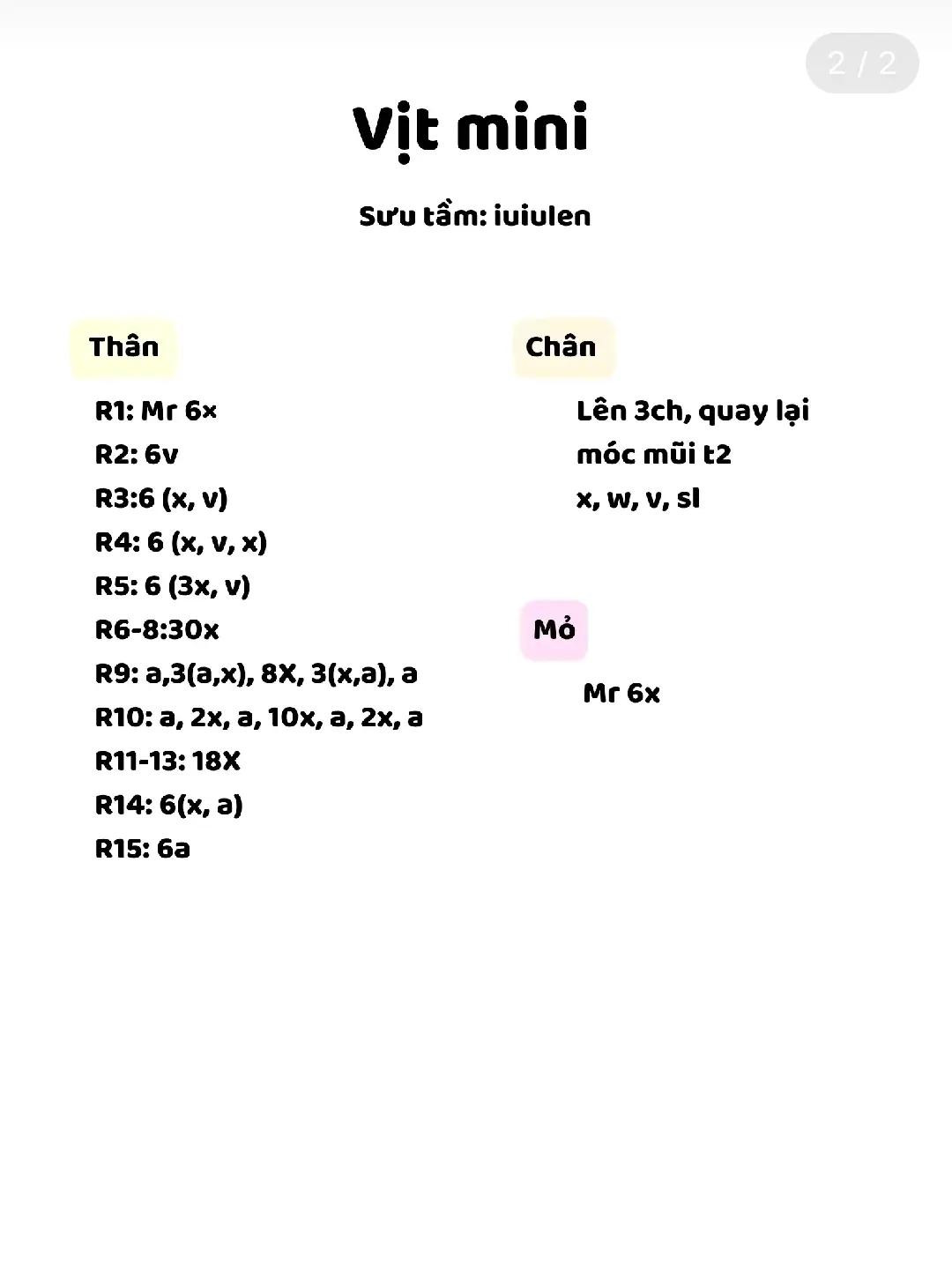 Hướng dẫn móc len vịt mini dễ thương màu đen, vàng, trắng theo chart