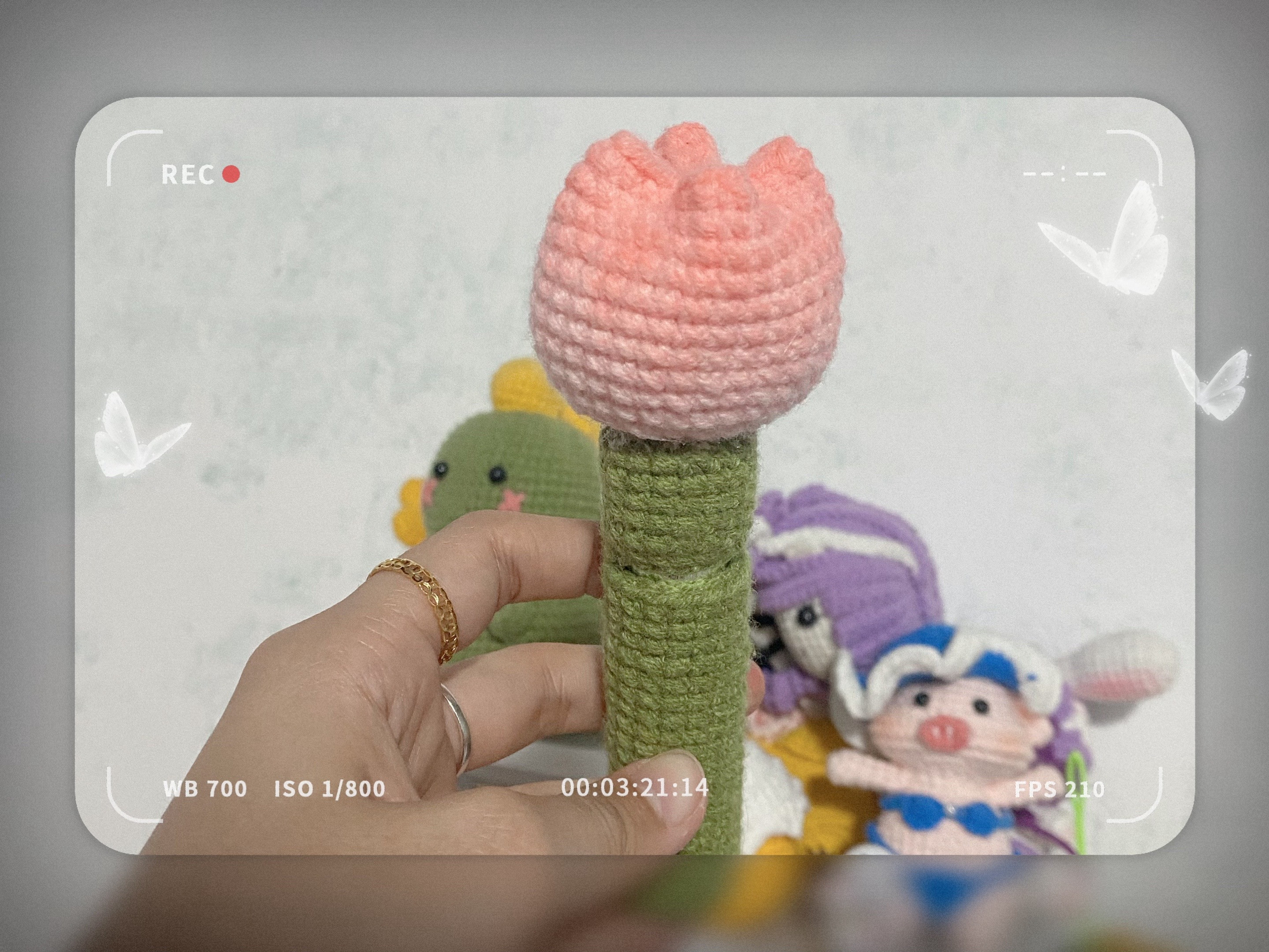 Hướng dẫn móc len vỏ đựng son hình hoa tulip hồng