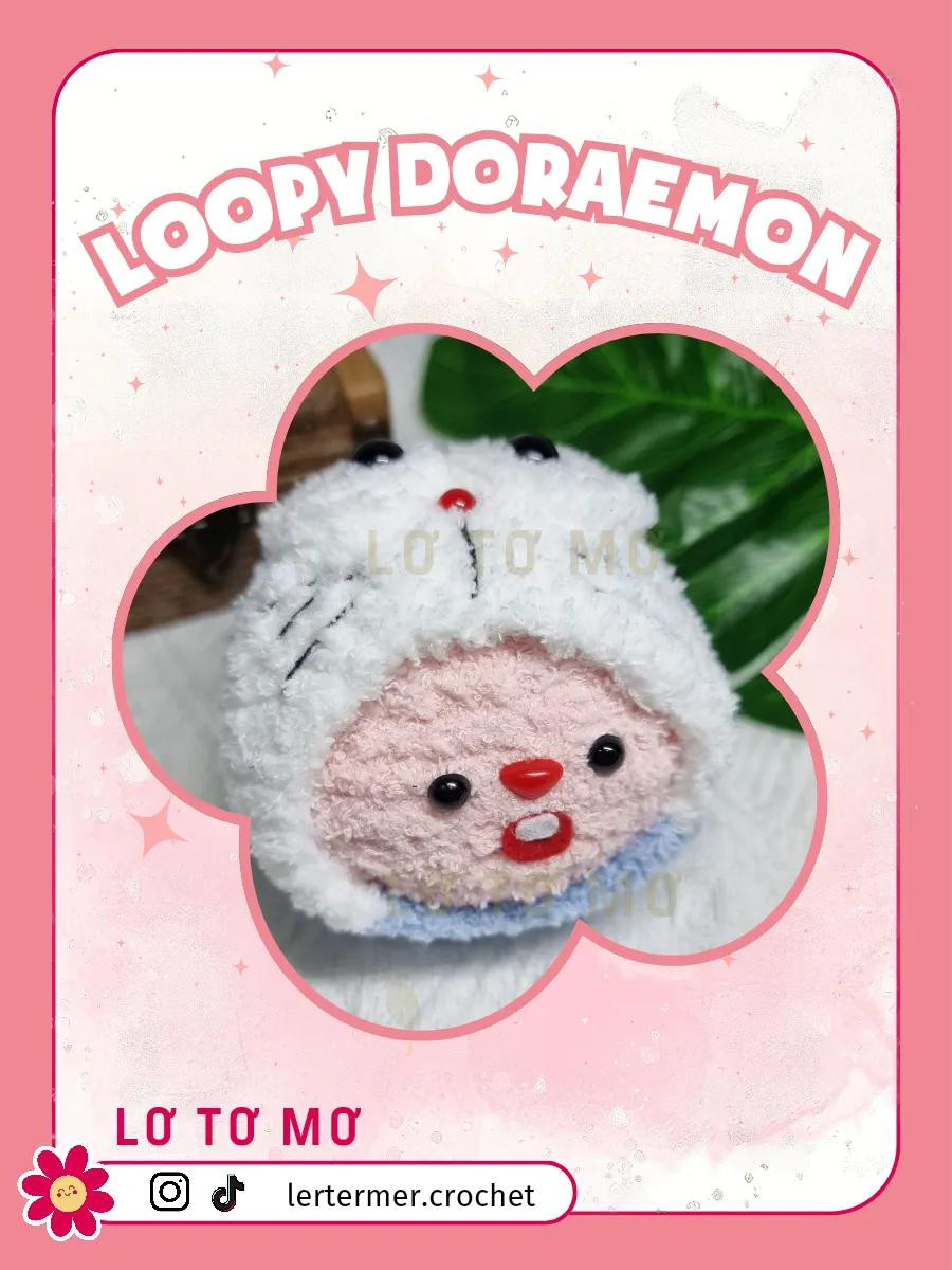 Hướng dẫn móc Loopy Doraemon dễ thương, chất liệu len xù