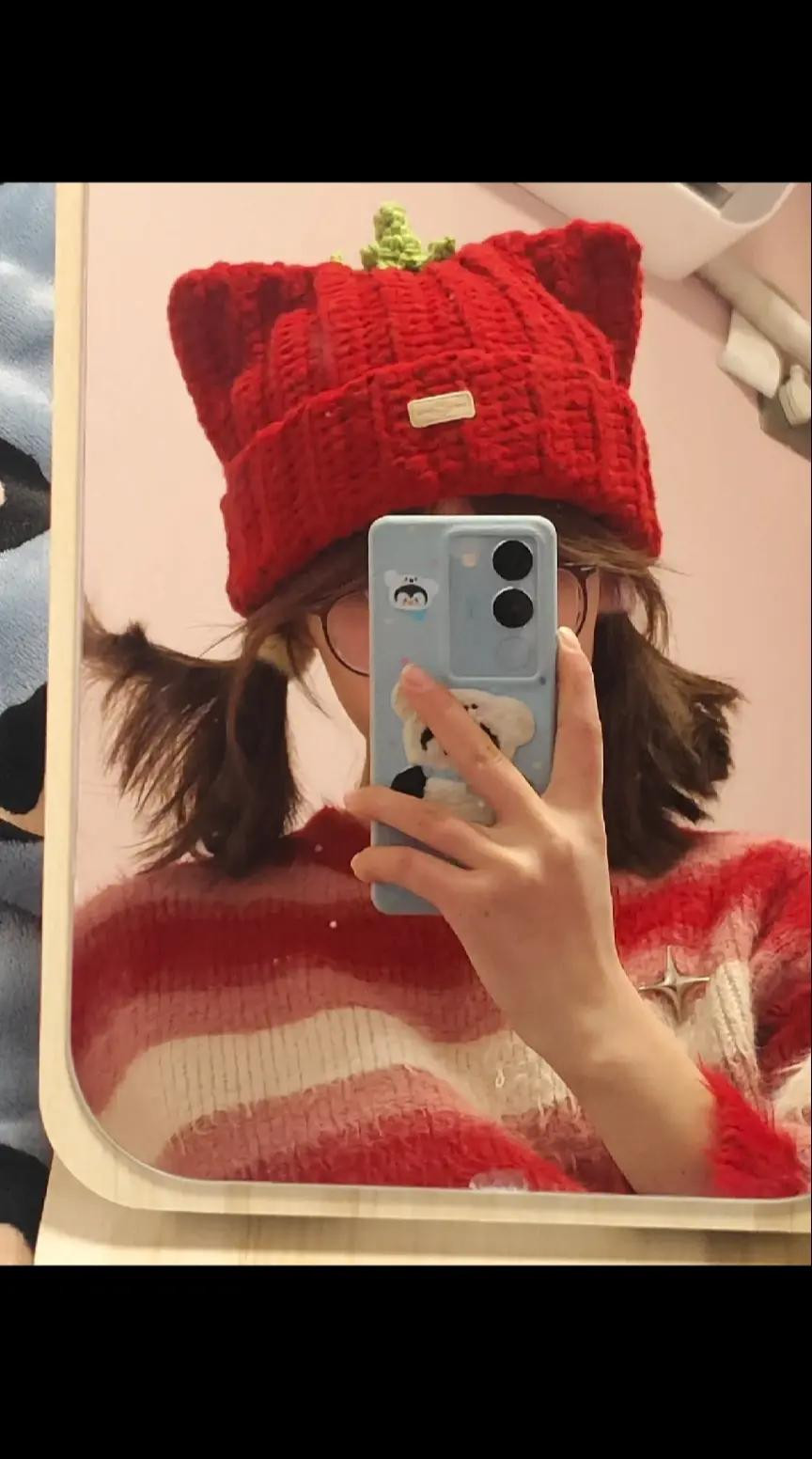 Hướng dẫn móc mũ con mèo cà chua màu đỏ