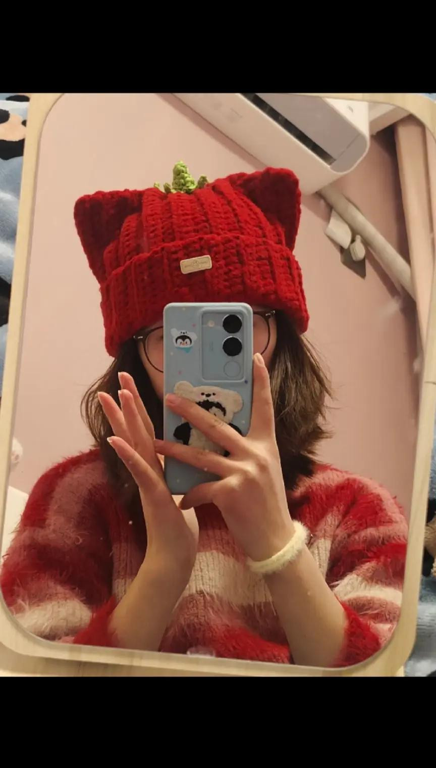 Hướng dẫn móc mũ con mèo cà chua màu đỏ