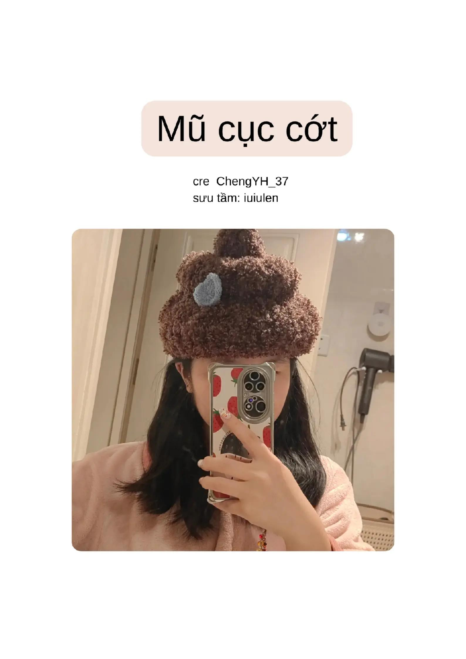Hướng dẫn móc mũ cục cớt len xù màu nâu