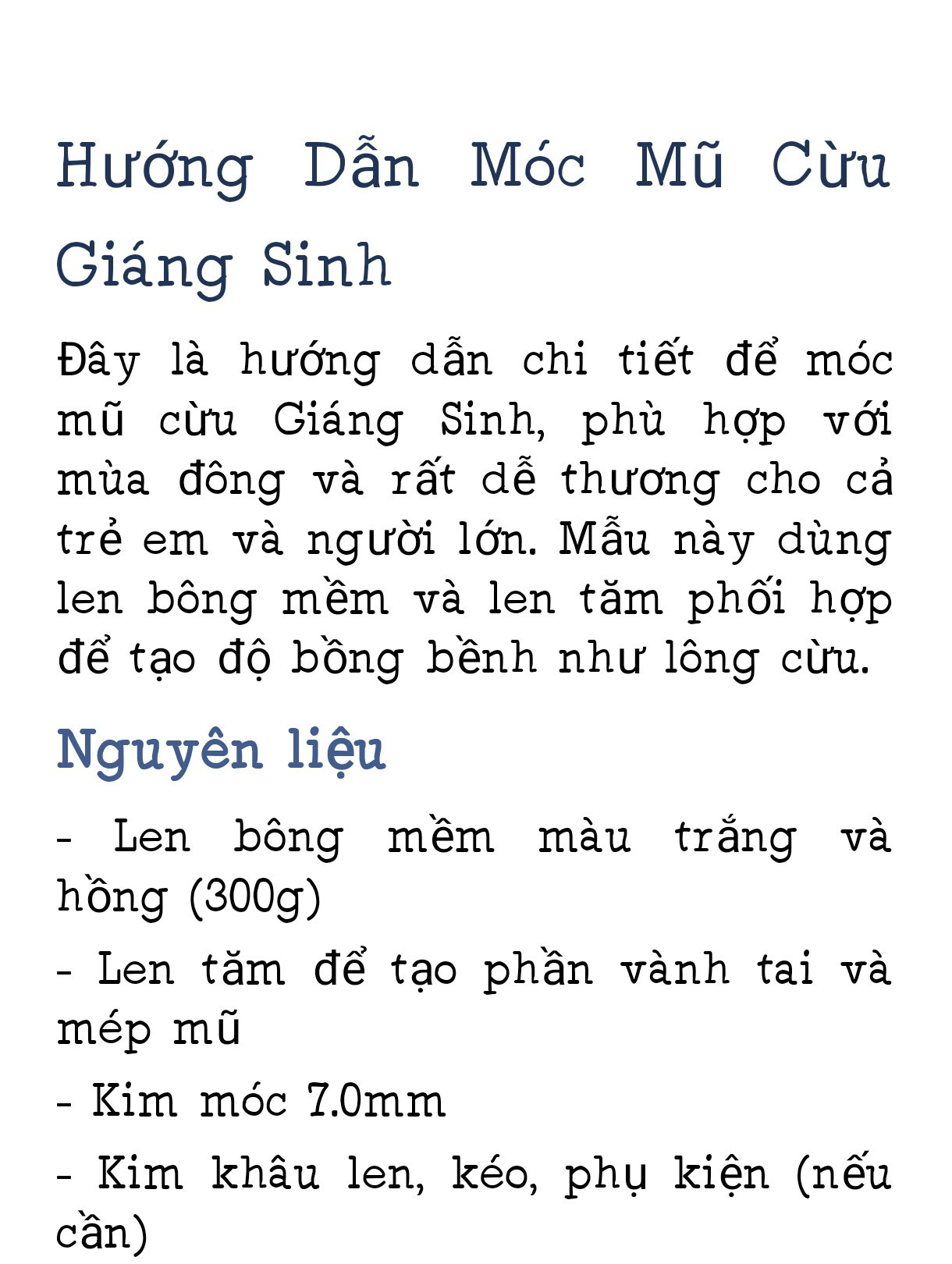 Hướng dẫn móc mũ cừu Giáng Sinh len bông mềm