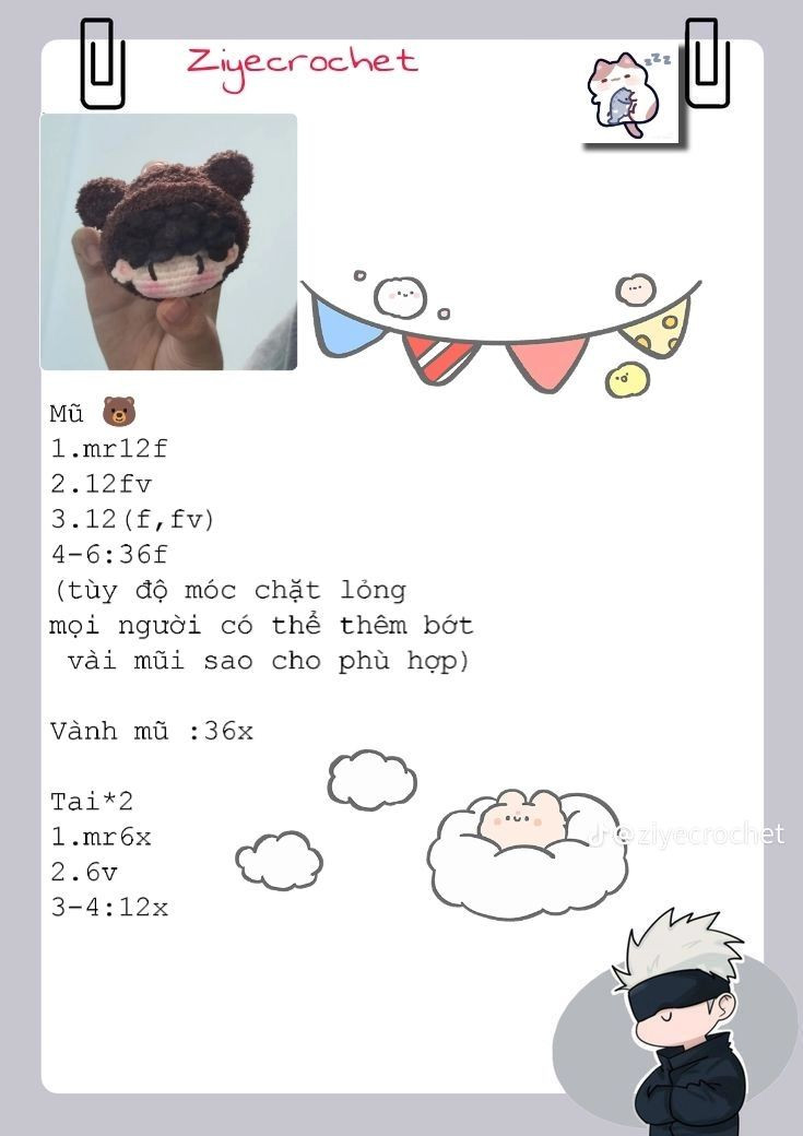 Hướng dẫn móc mũ gấu nâu dễ thương